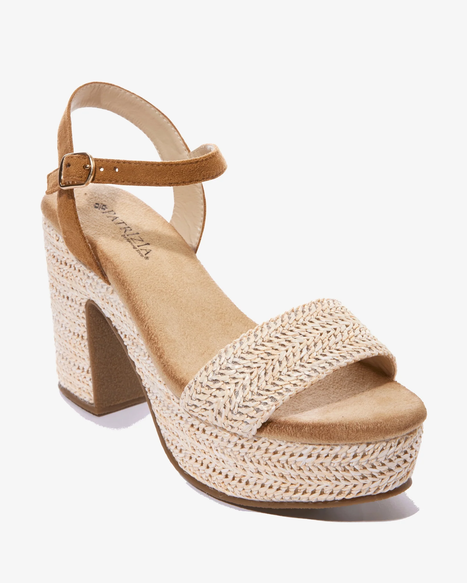 Raffia Platform Ankle Strap Heel Natural - Mycitystee