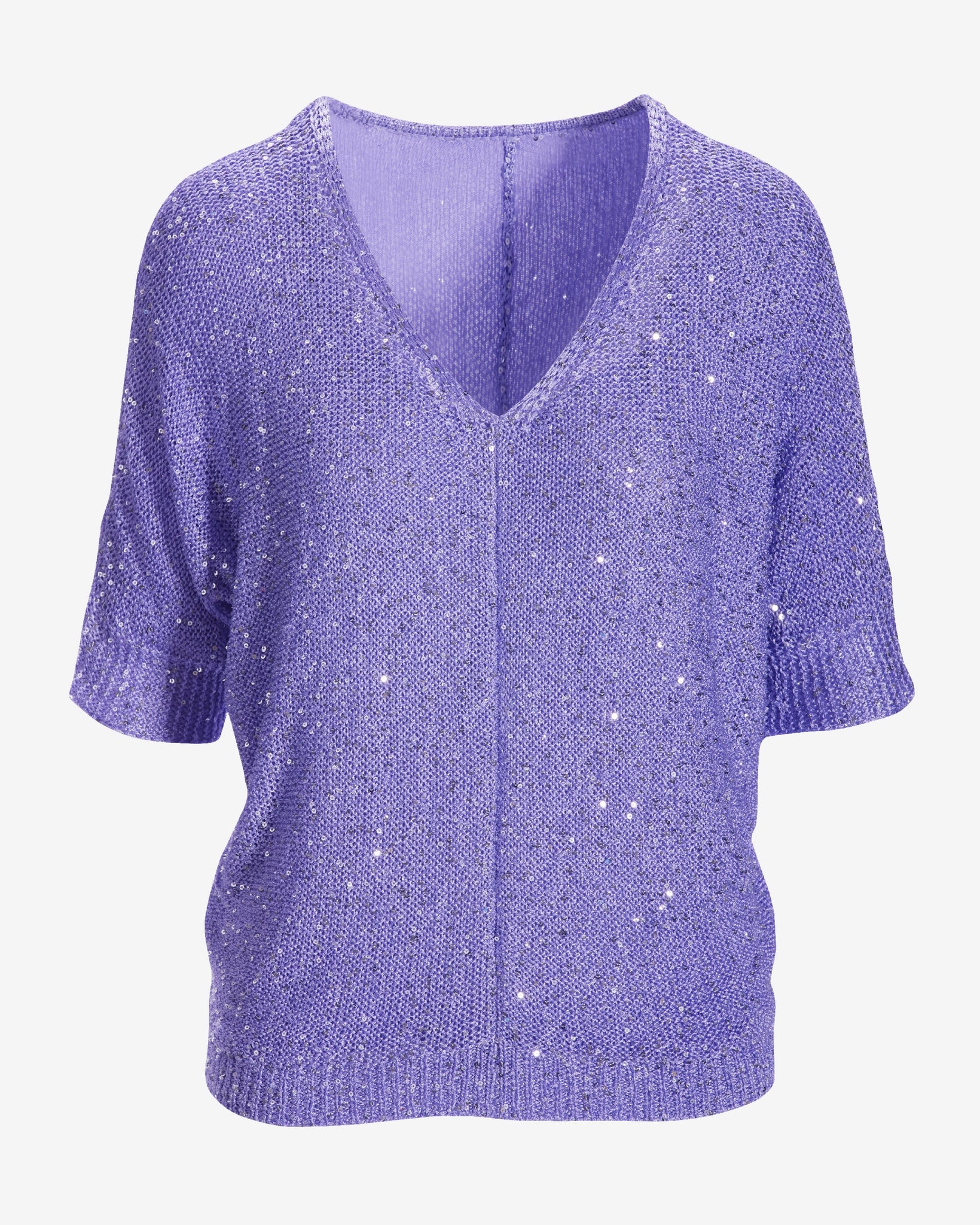 Sequin Effortless V Neck Sweater Violet Tulip - Mycitystee