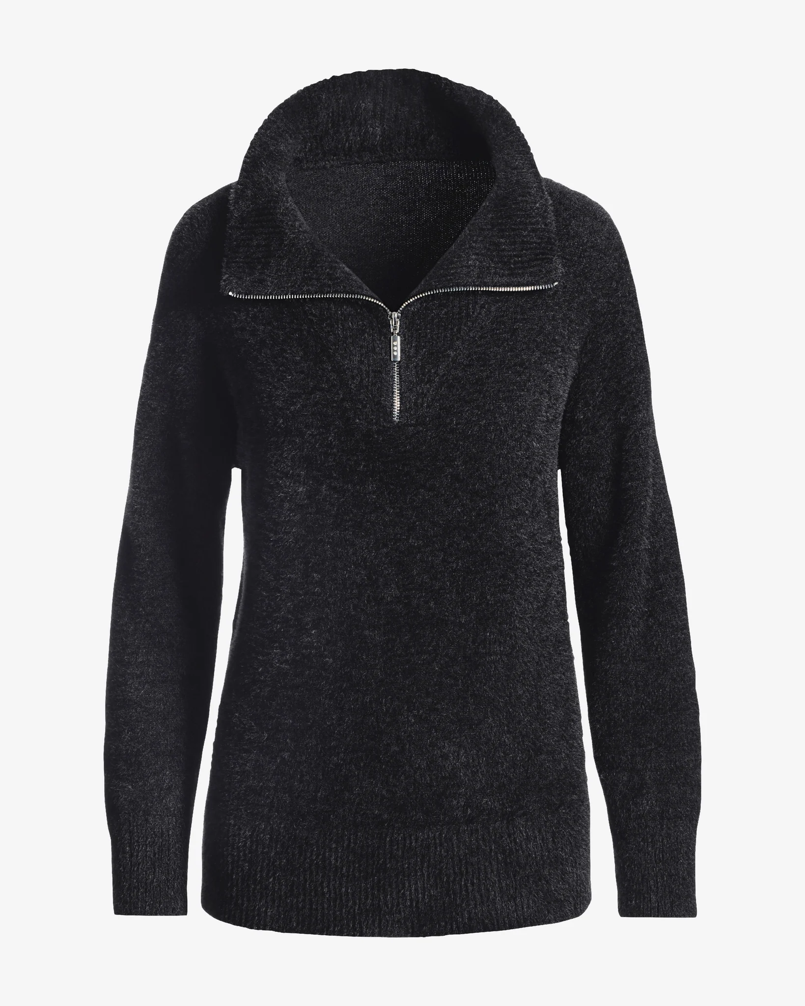 Plush Quarter Zip Sweater Proper Black - Mycitystee