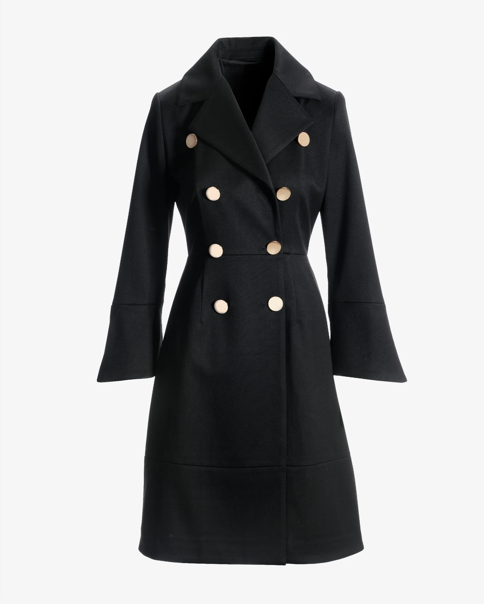 Peplum Double Breasted Coat Black - Mycitystee