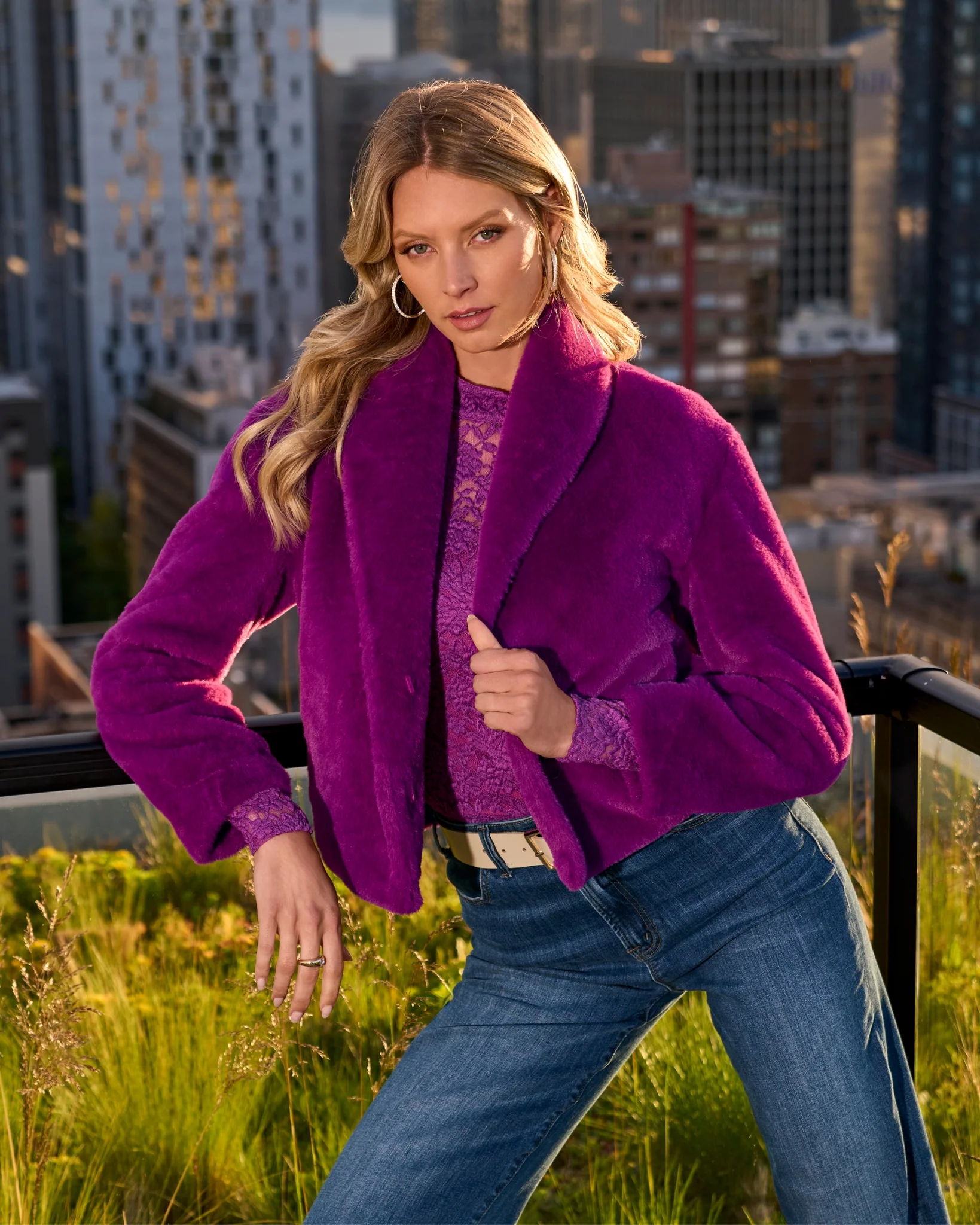 Shawl Collar Versatile Faux Fur Chubby Hollyhock - Mycitystee