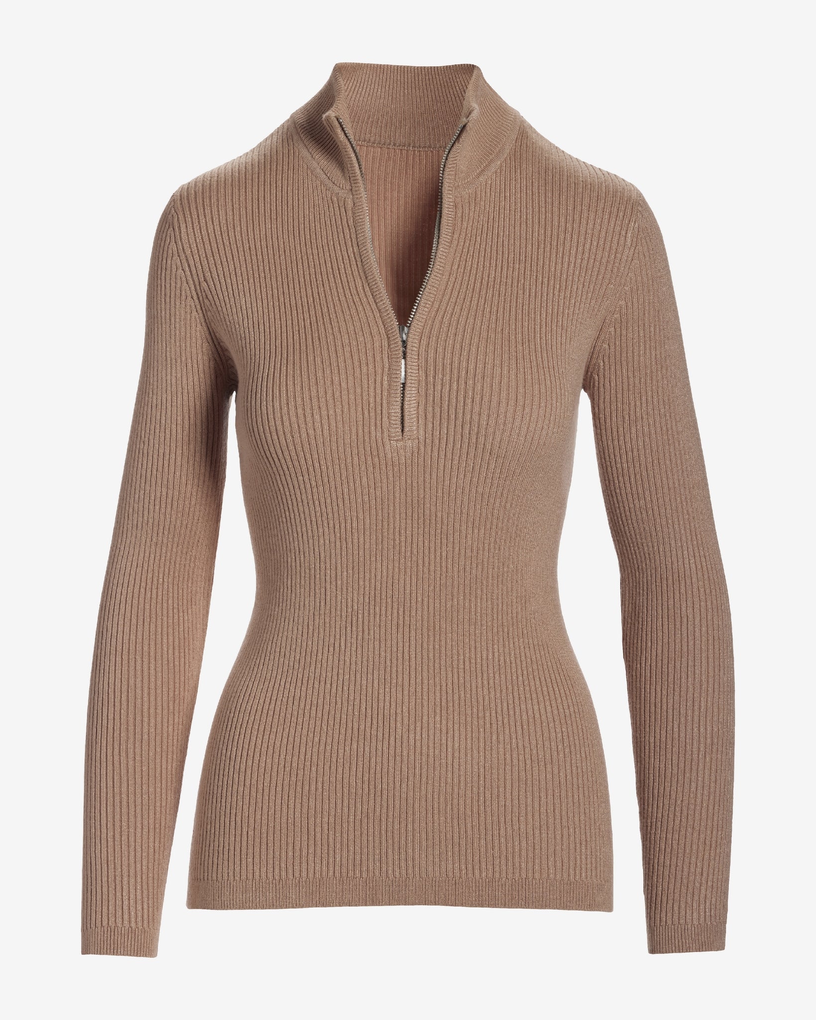 Ribbed Half Zip Up Sweater Sesame - Mycitystee