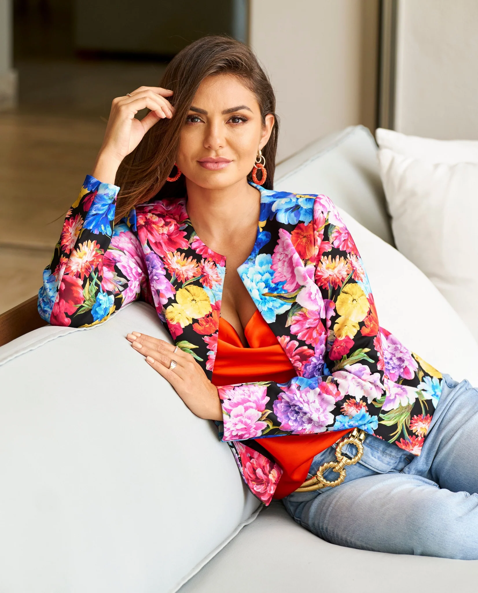 Uptown Garden Print Scuba Jacket Multi - Mycitystee