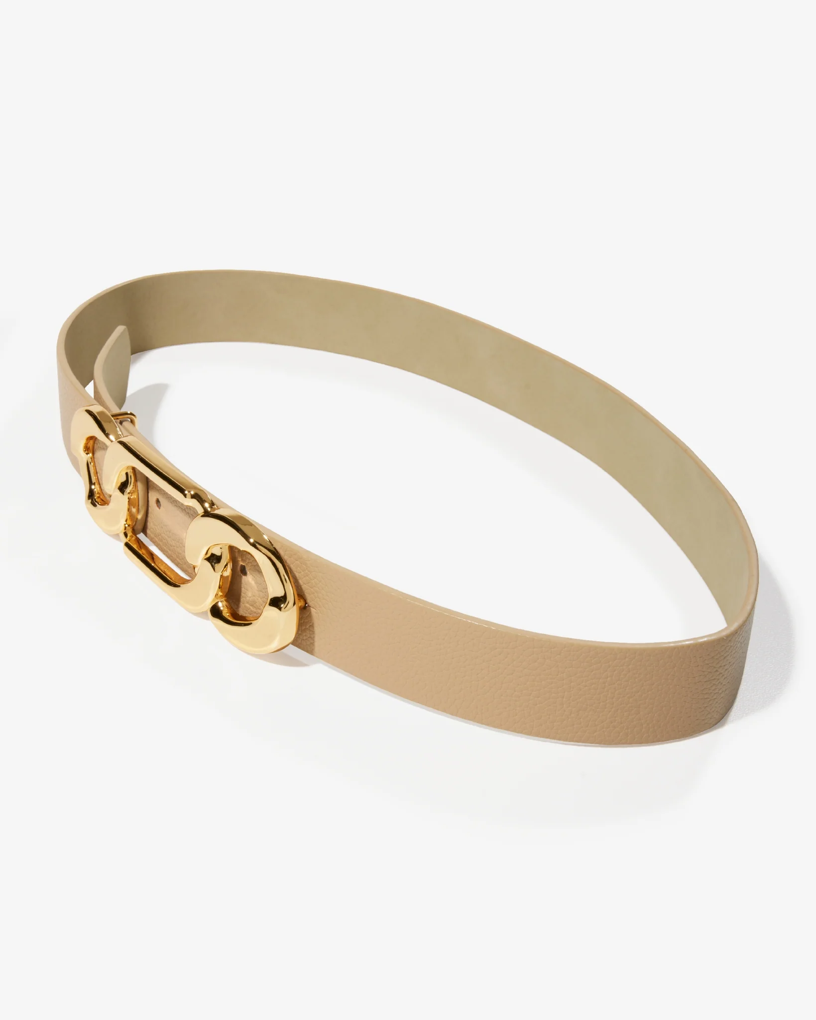 Gold Chain Link Buckle Belt Taupe - Mycitystee