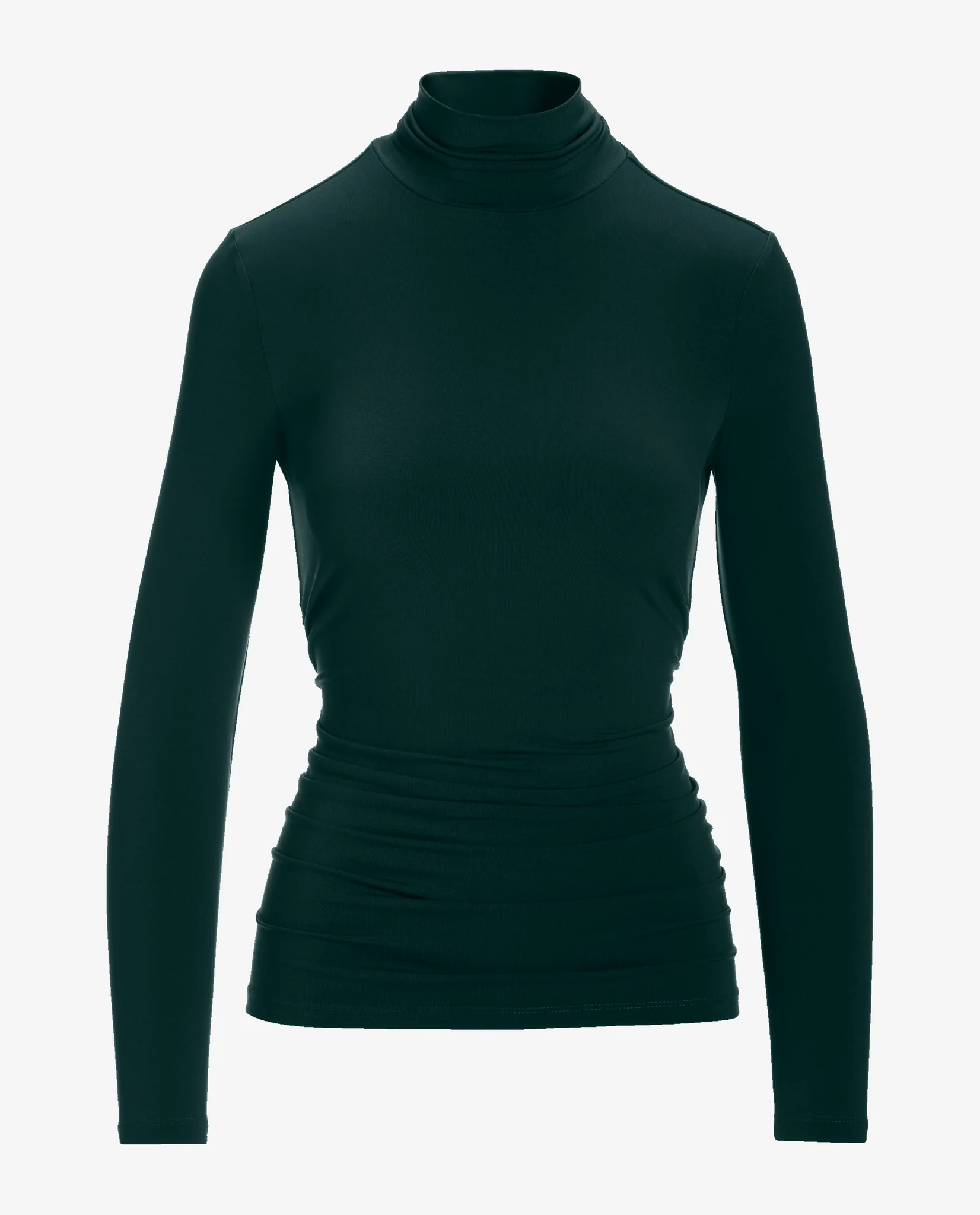 So Chic Ruched Turtleneck Top Deep Emerald - Mycitystee