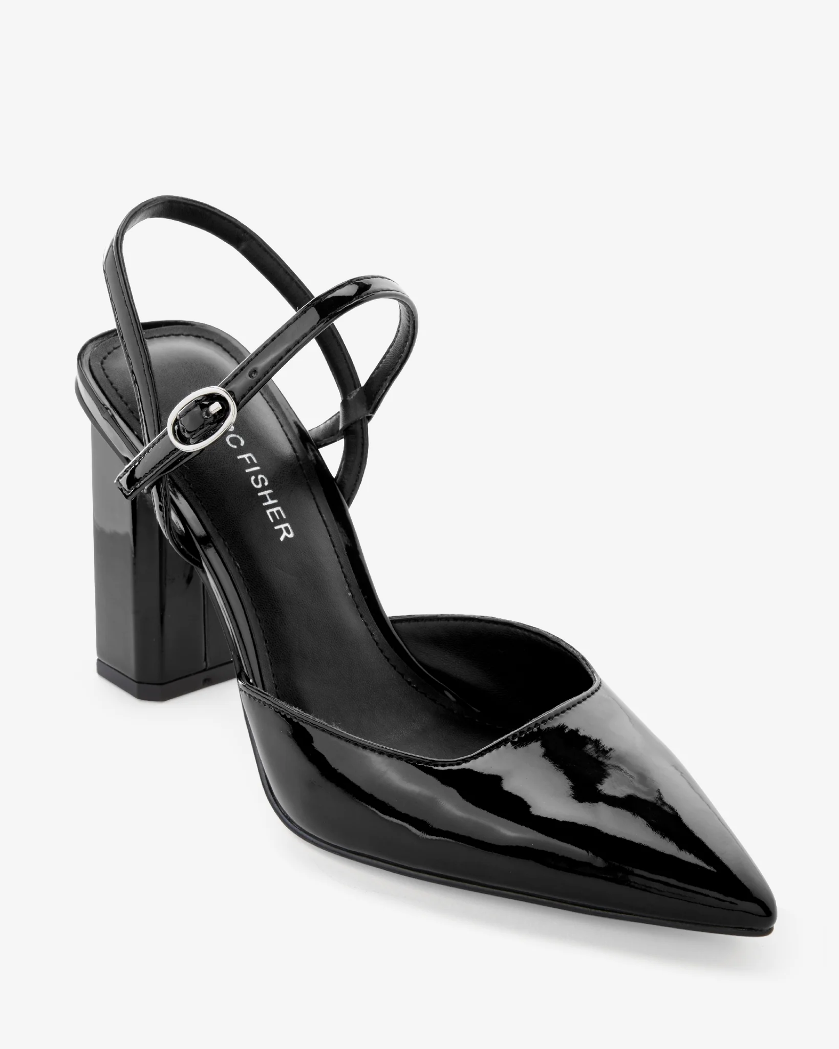 Pointed Toe Ankle Strap Block Heel Black - Mycitystee
