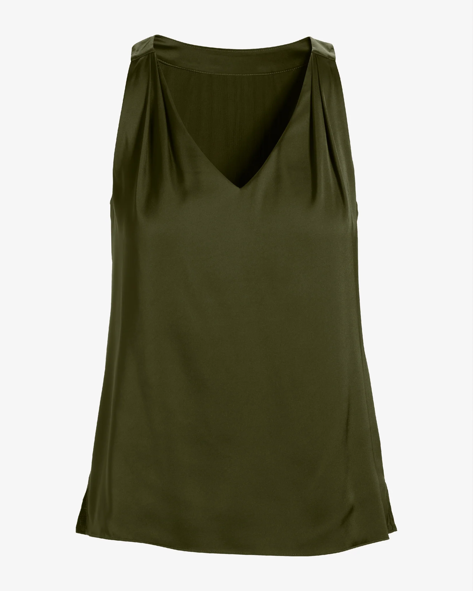 Nikki V-Neck Charmeuse Blouse Forest Night - Mycitystee