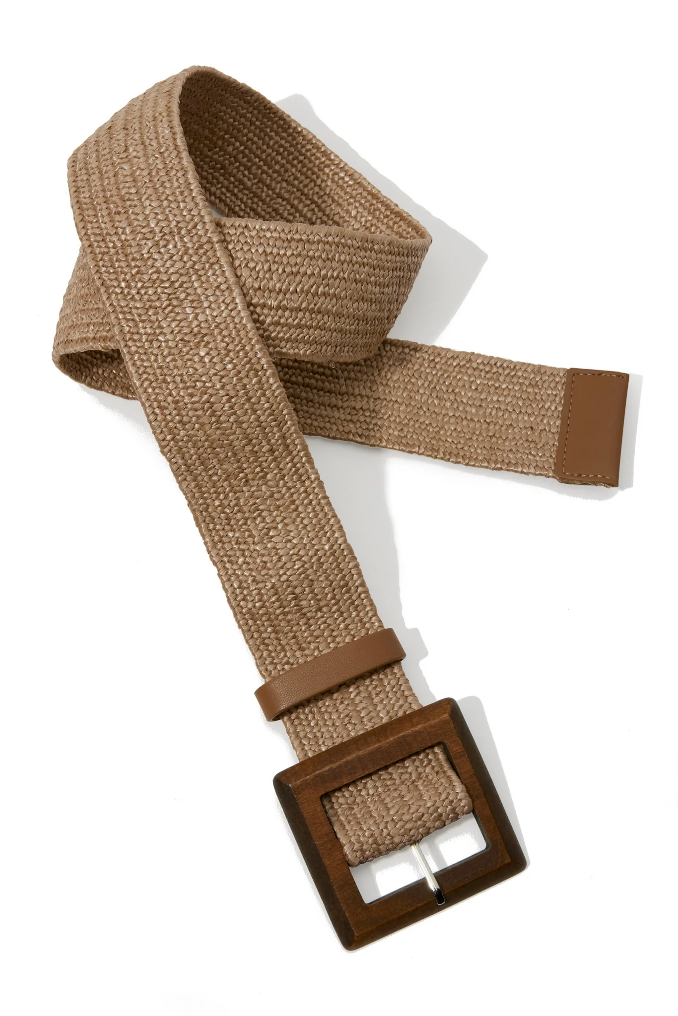 Wood Buckle Stretch Belt Tan - Mycitystee