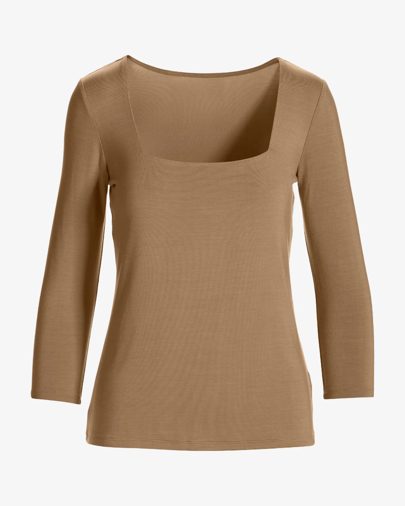 So Effortless Square Neck Three Quarter Sleeve Top Tigers Eye - Mycitystee
