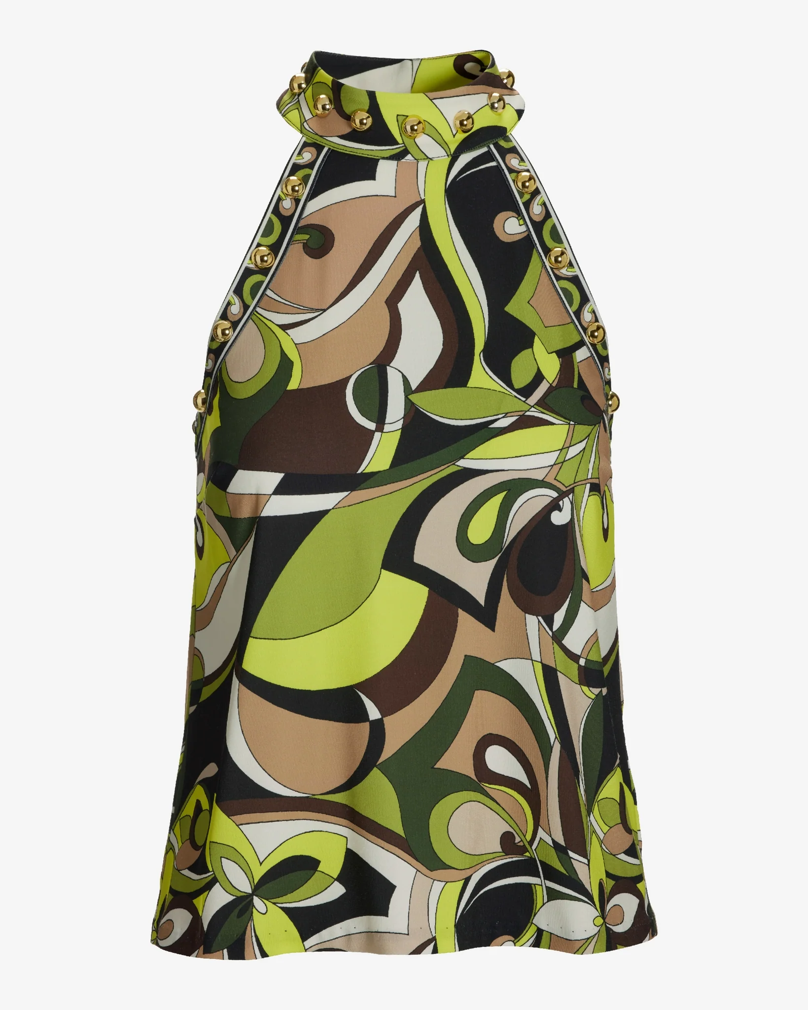 So Chic Embellished Border High Neck Top Chic Abstract - Mycitystee