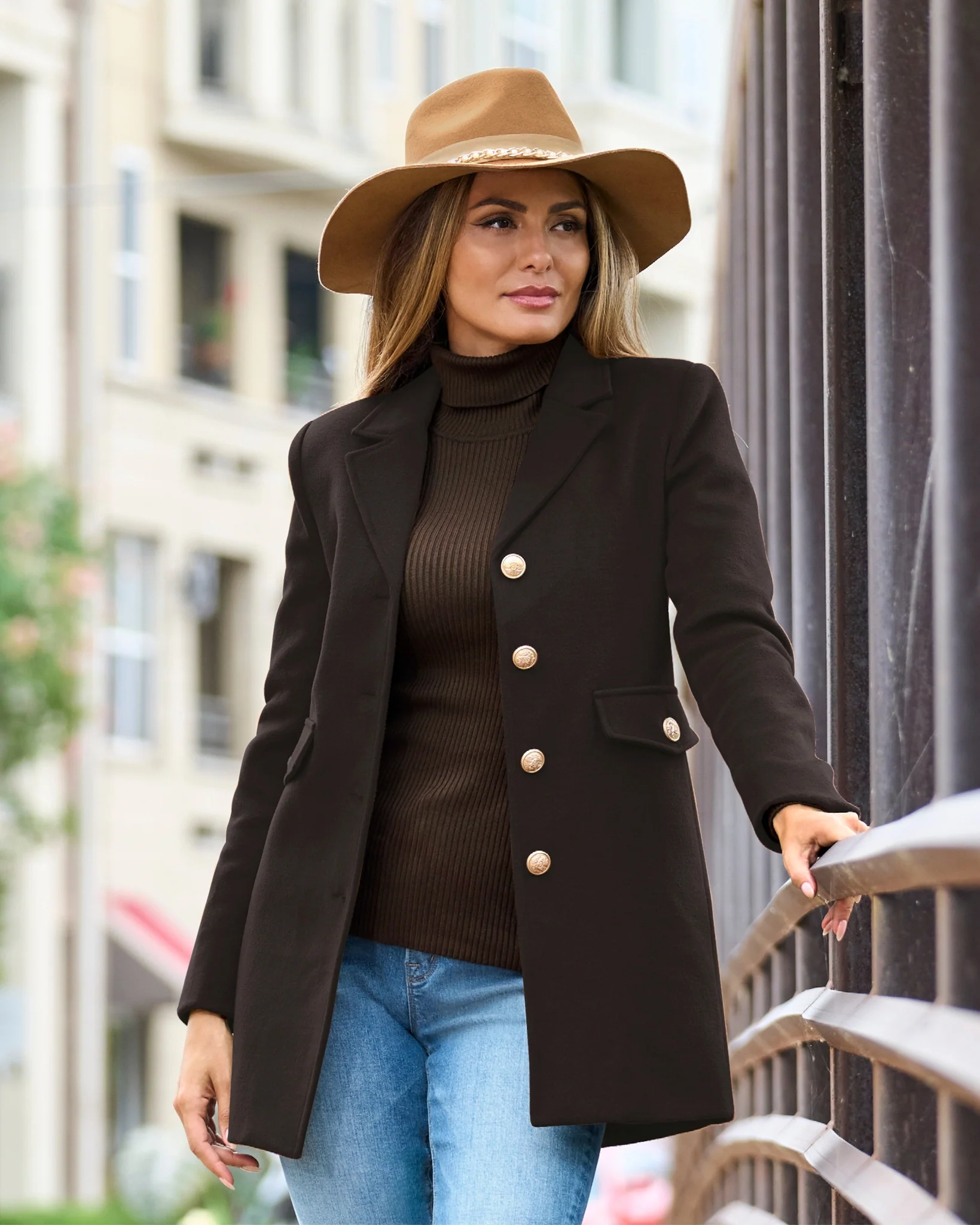 Classic Tailored Coat Chocolate Brown - Mycitystee