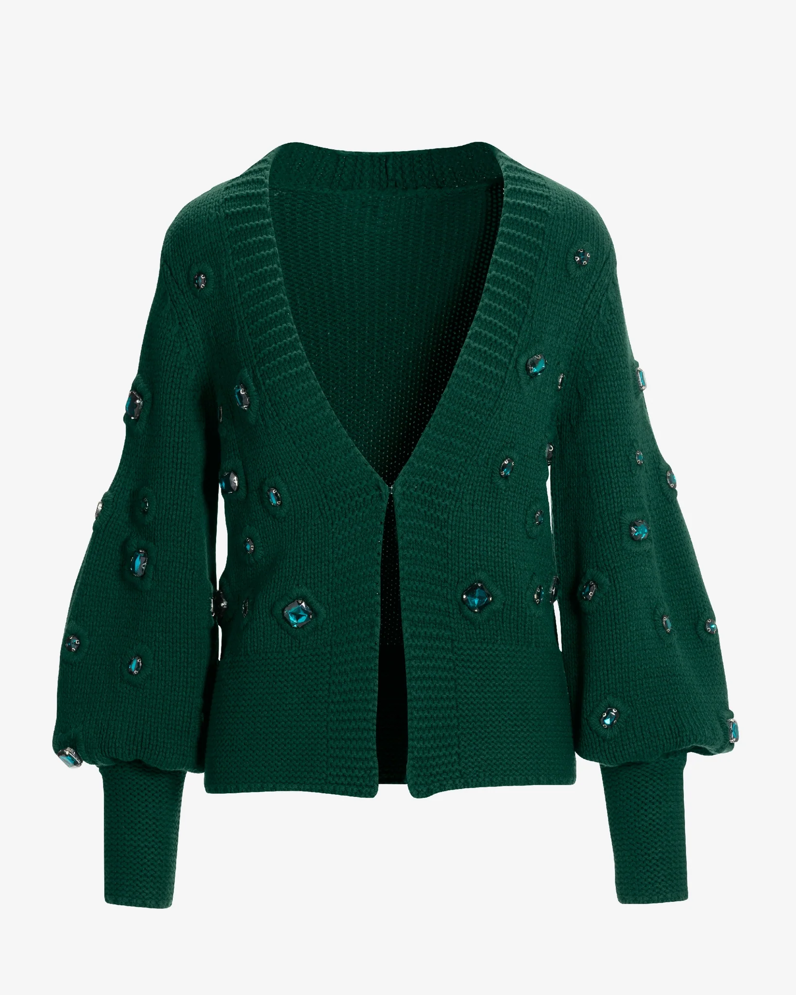 Gem Embellished Cardigan Deep Emerald - Mycitystee