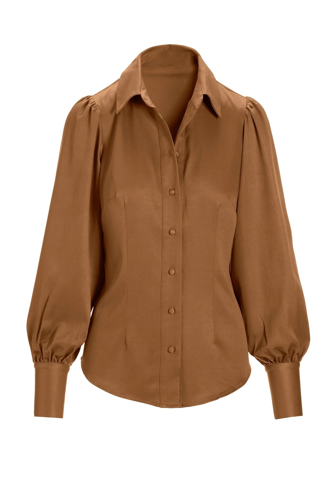 Victoria Chic Drama Sleeve Shirt Cognac - Mycitystee