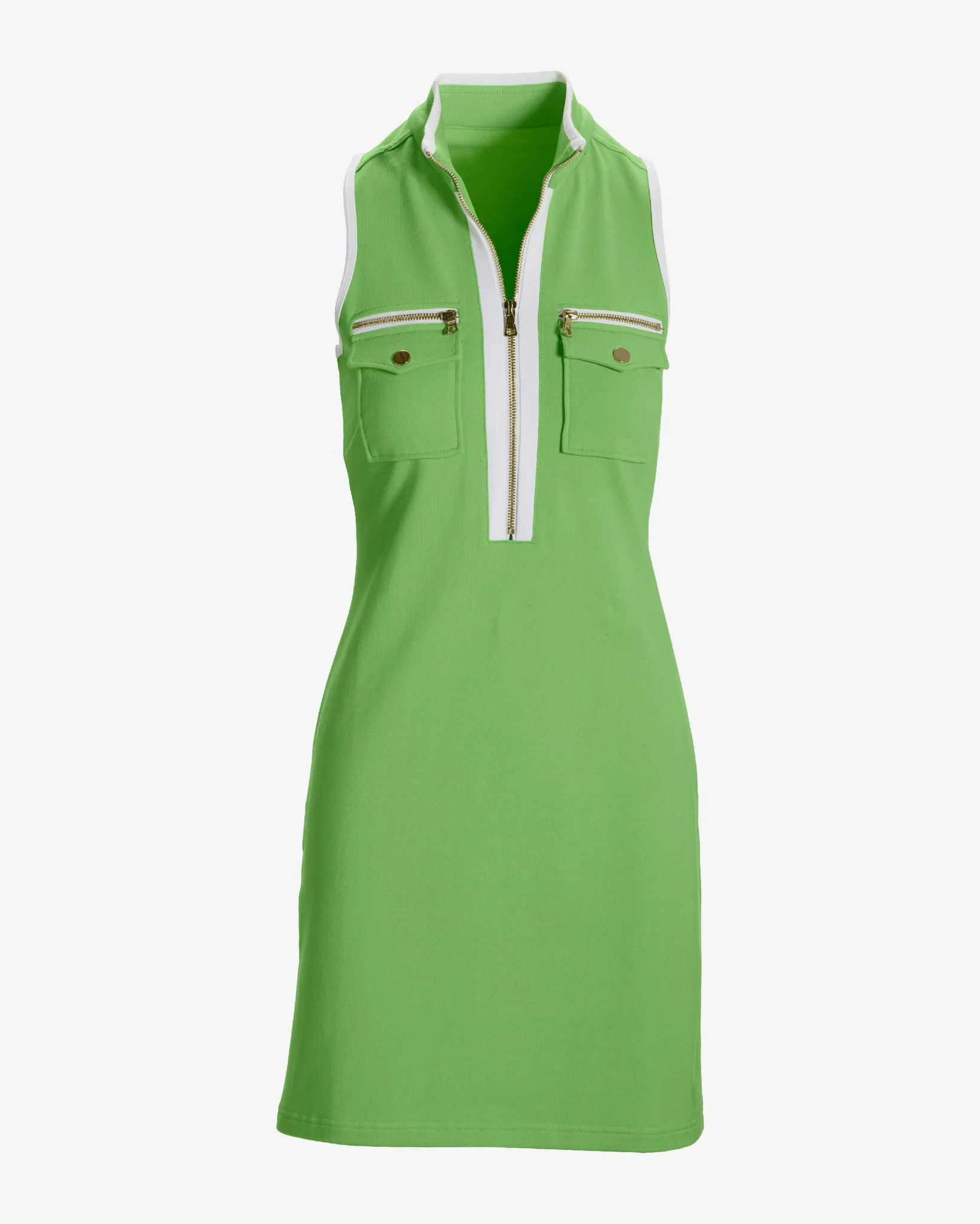Sleeveless Chic Zip Dress Opaline Green - Mycitystee