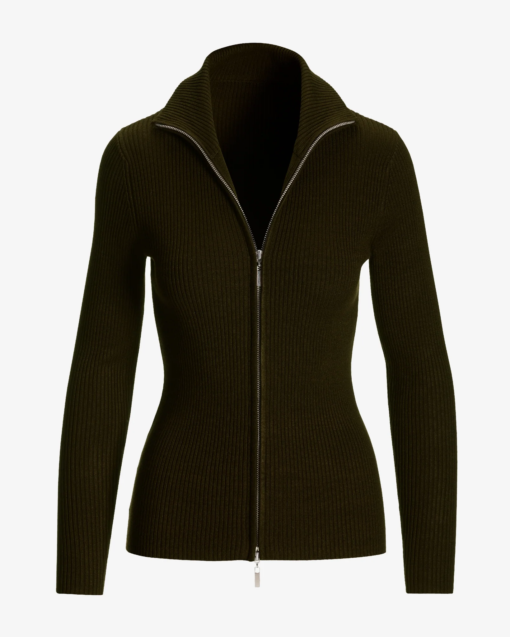 Ribbed Full Zip Cardigan Safari Brown - Mycitystee