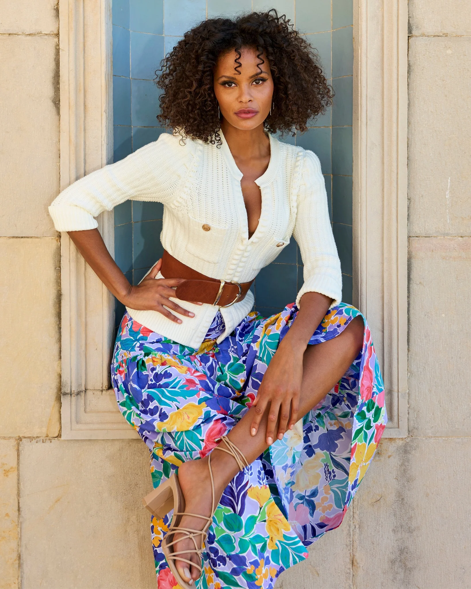 Wide Waist Leather Belt Brown - Mycitystee