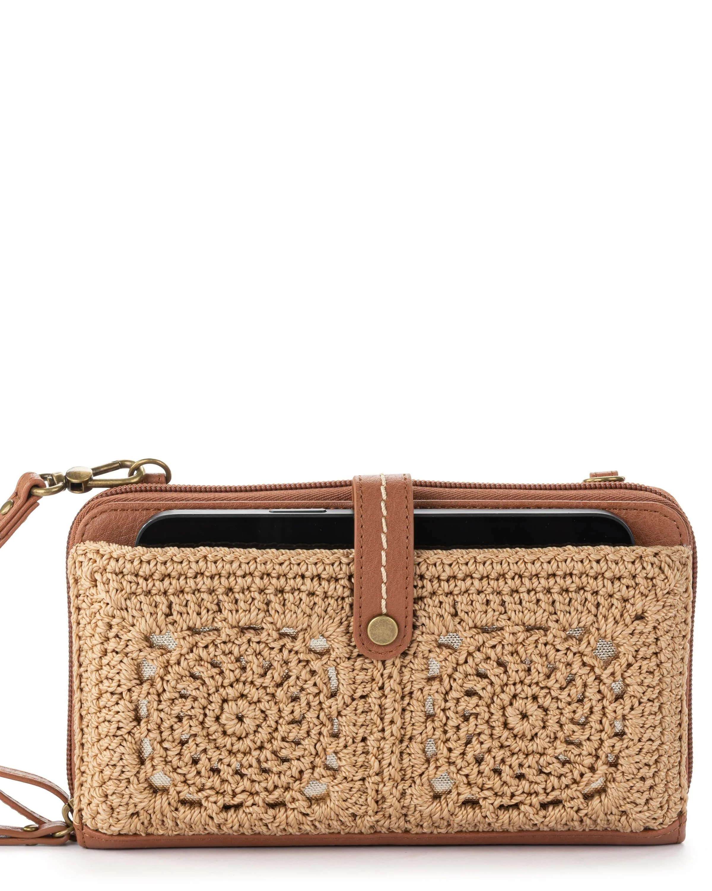 Iris Smartphone Wallet - Hand Crochet - Bamboo Medallion - Mycitystee