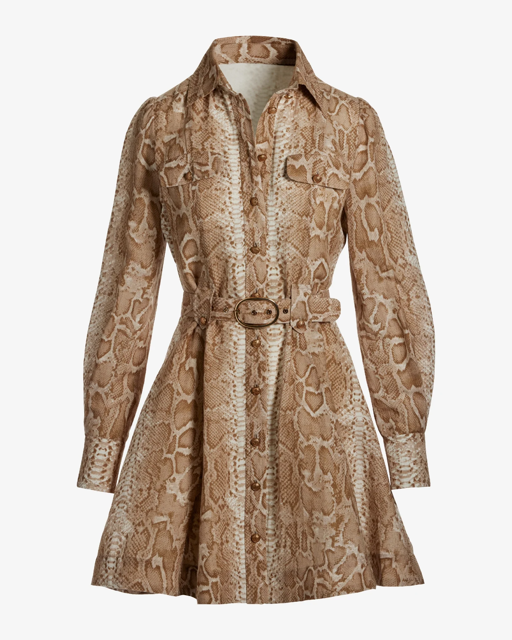 Chic Python Print Belted A Line Dress Pretty In Python - Mycitystee