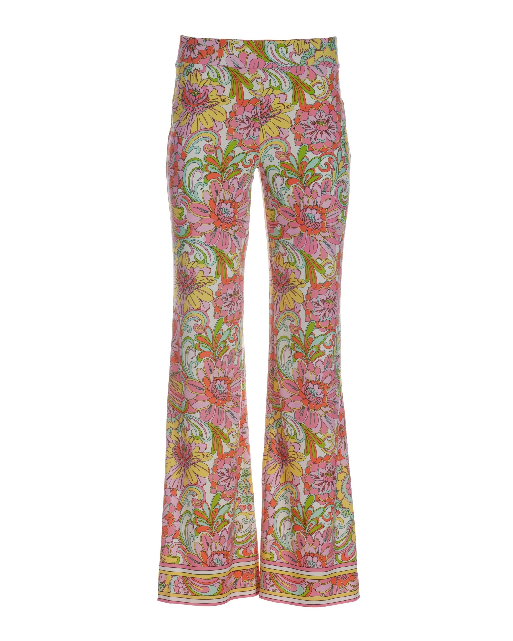 Floral Explosion Border Palazzo Pant Pink Multi - Mycitystee
