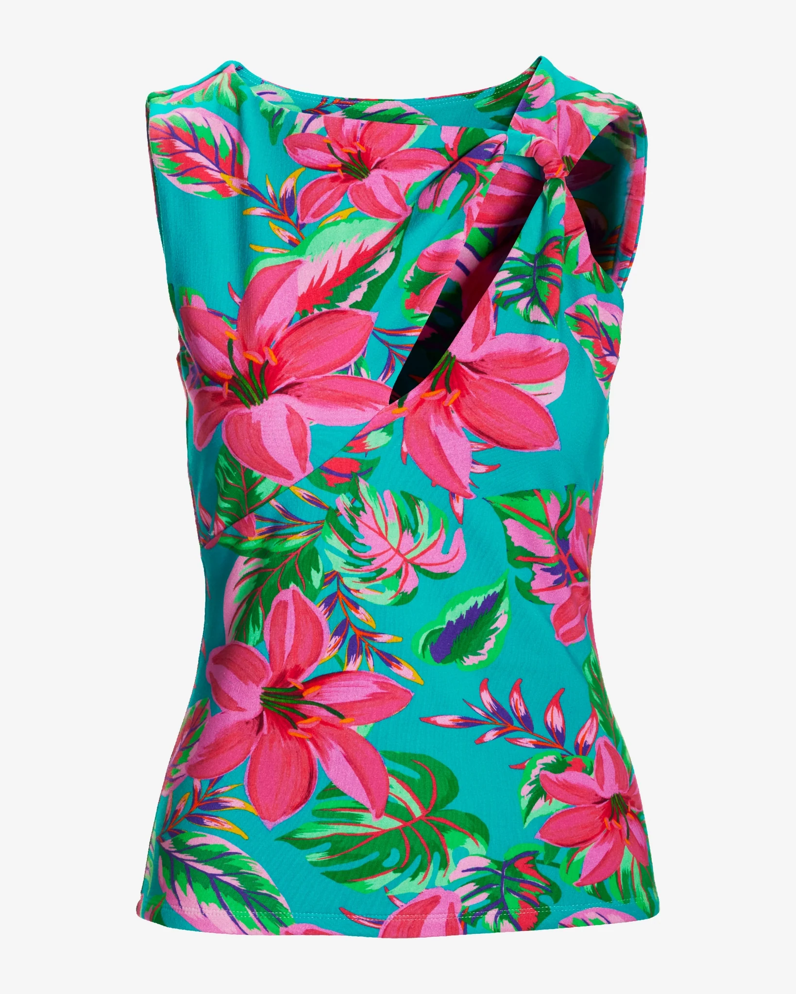So Sexy Print Cut-Out Knit Top Tropical Paradise - Mycitystee