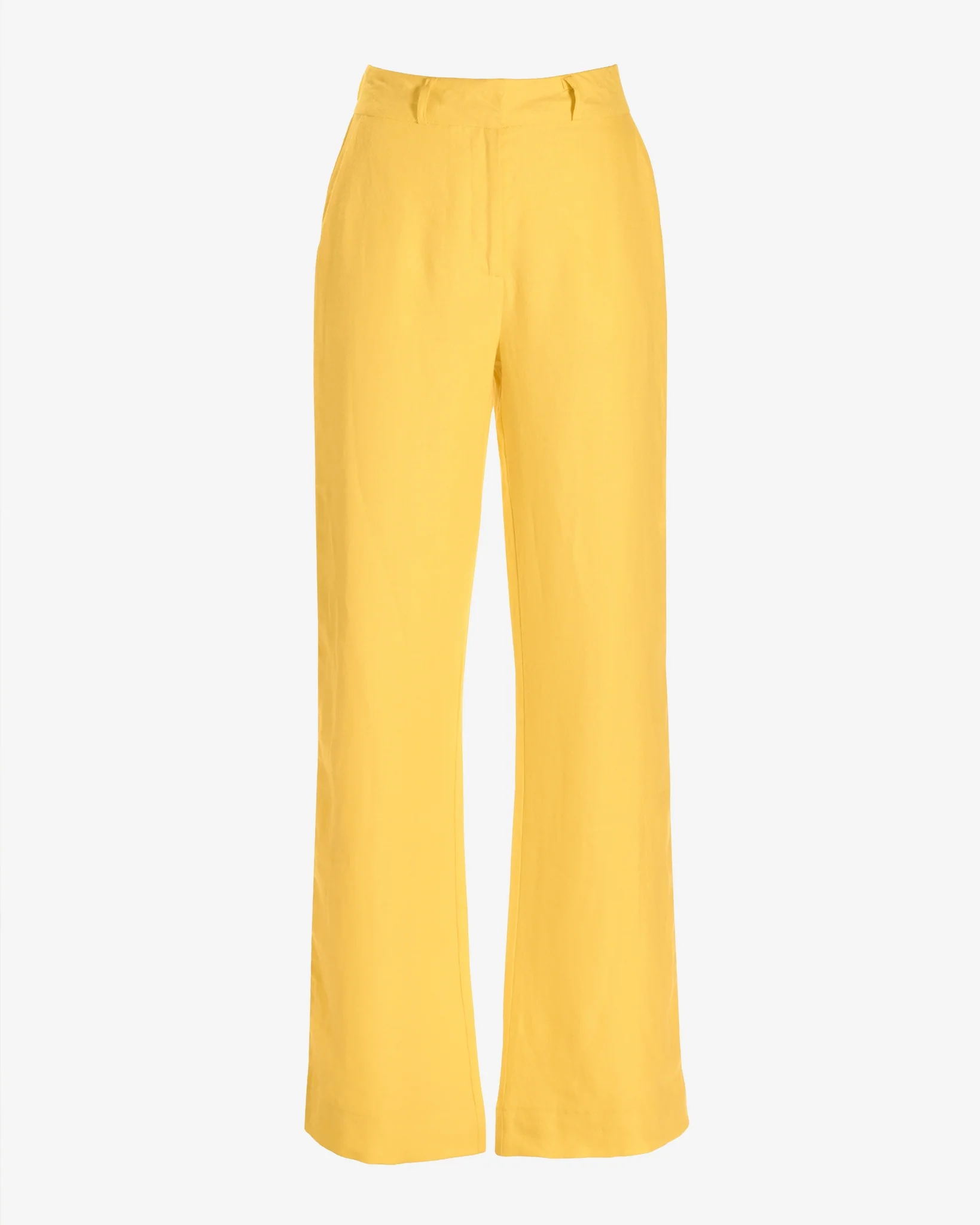 Malibu Polished Linen Wide Leg Trouser Pant Lemon Drop - Mycitystee