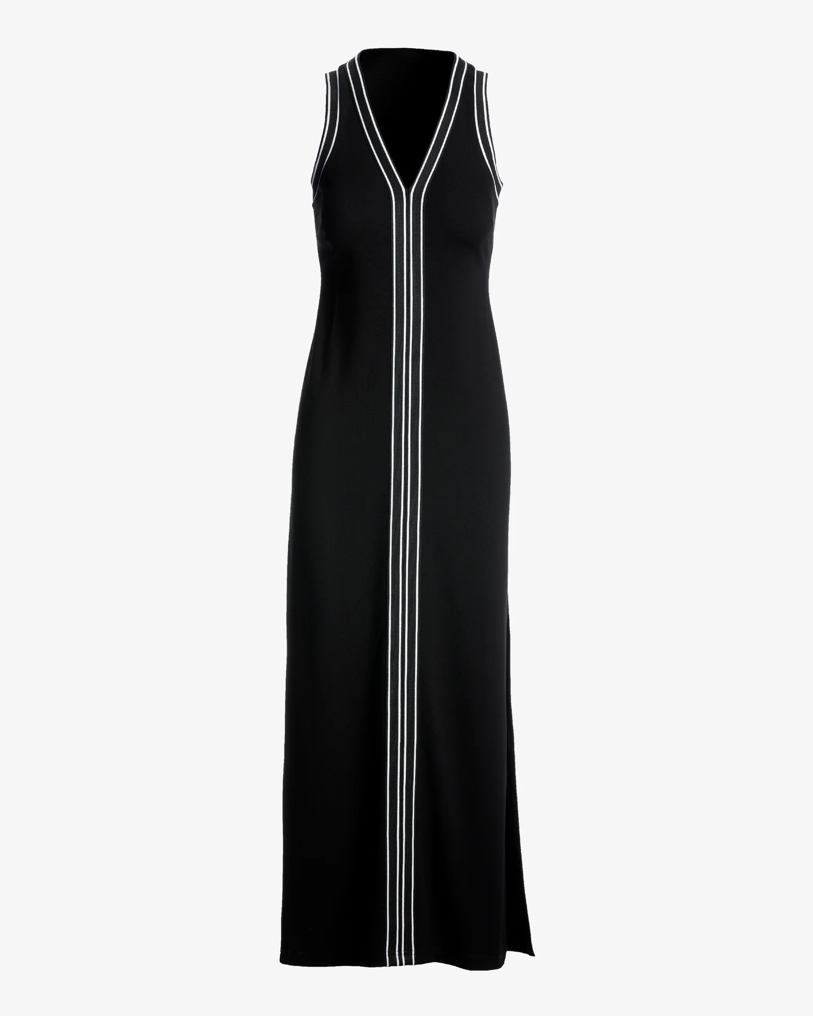 Colorblocked V Neck Maxi Dress Black/White - Mycitystee