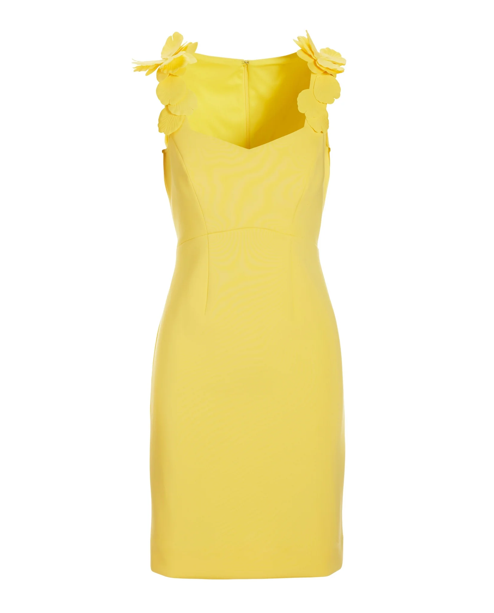 3D Floral Strap Scuba Sheath Dress Lemon Drop - Mycitystee