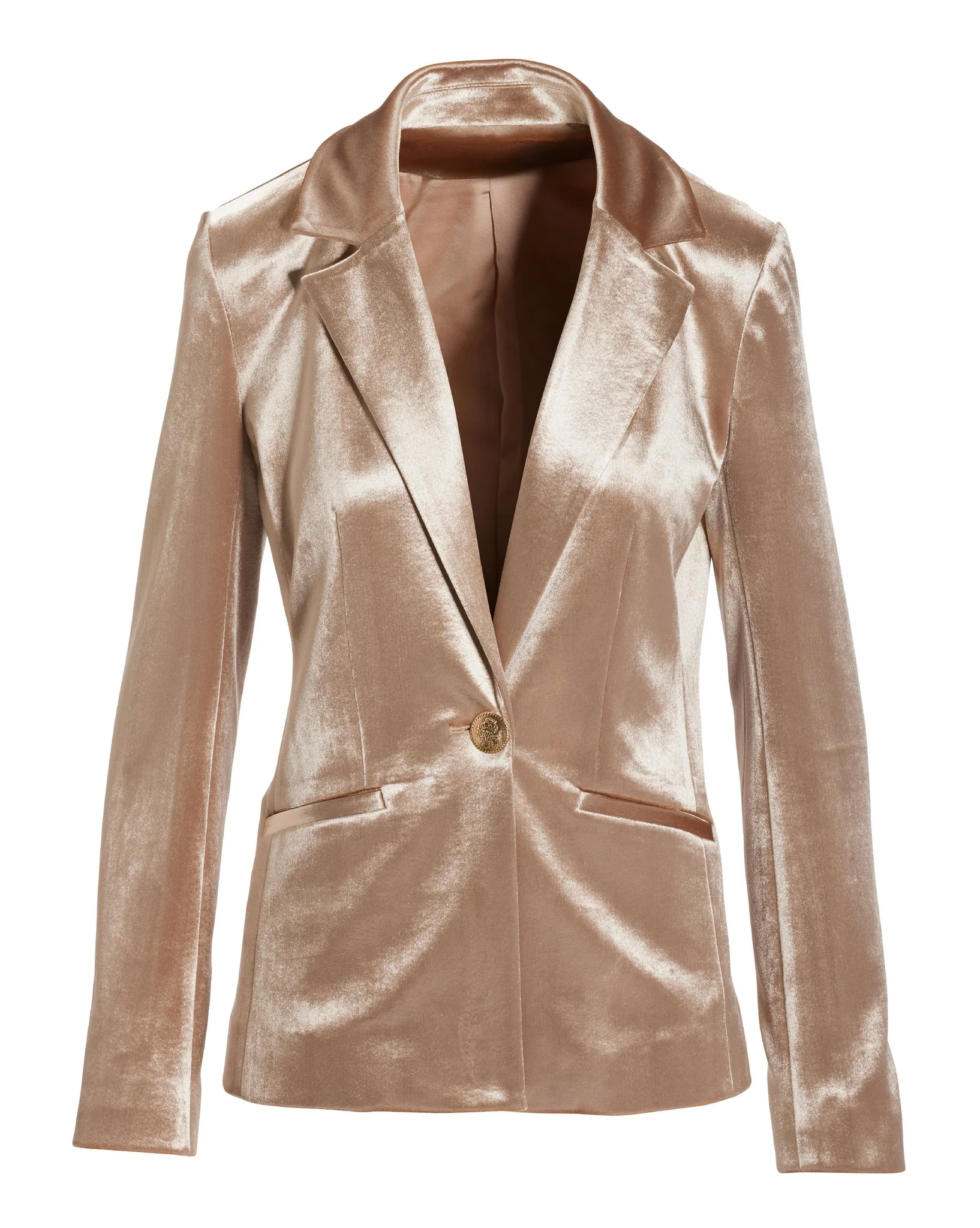 Luxe Velvet Single Button Blazer Champagne - Mycitystee