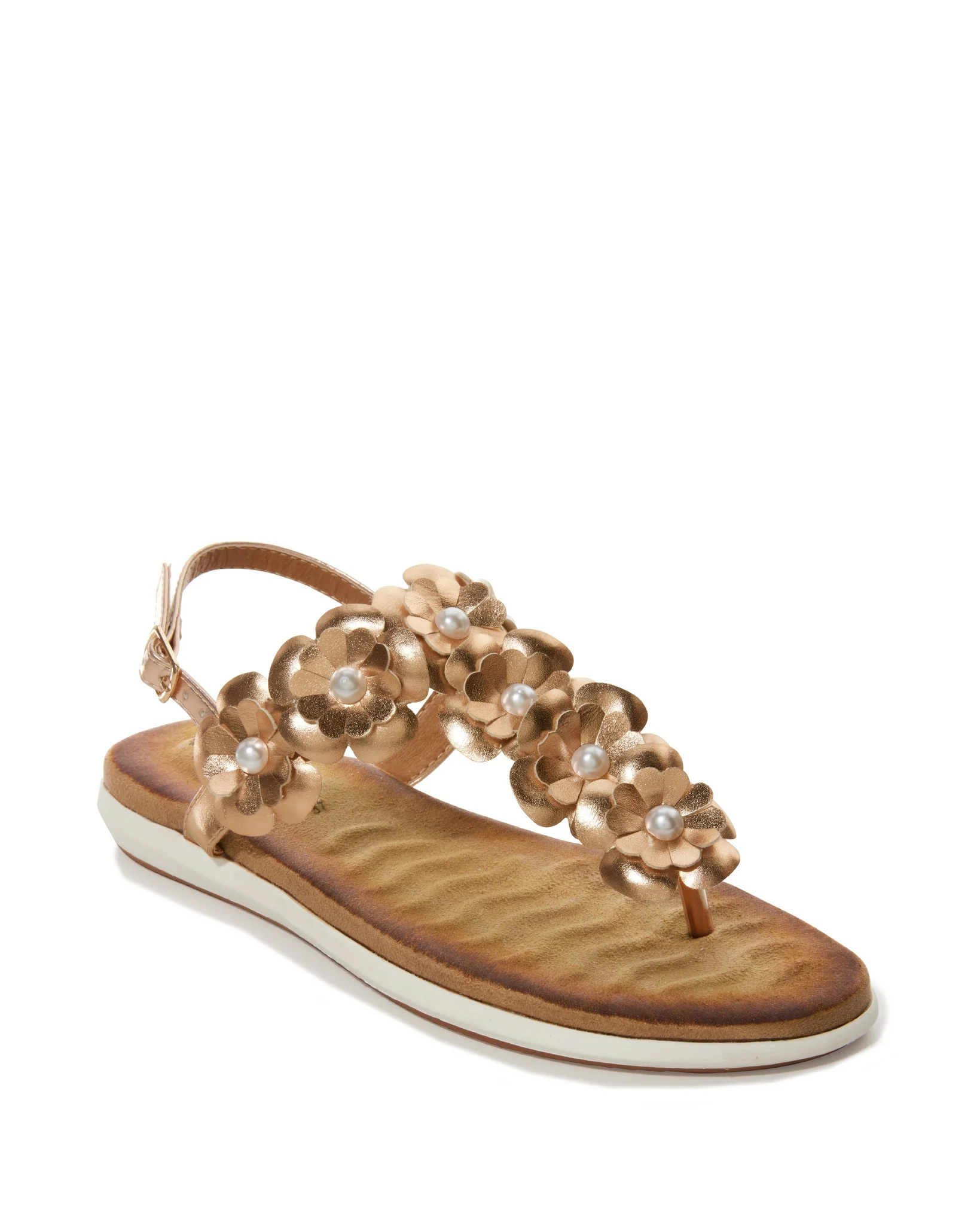 Floral Backstrap Sandal Champagne - Mycitystee
