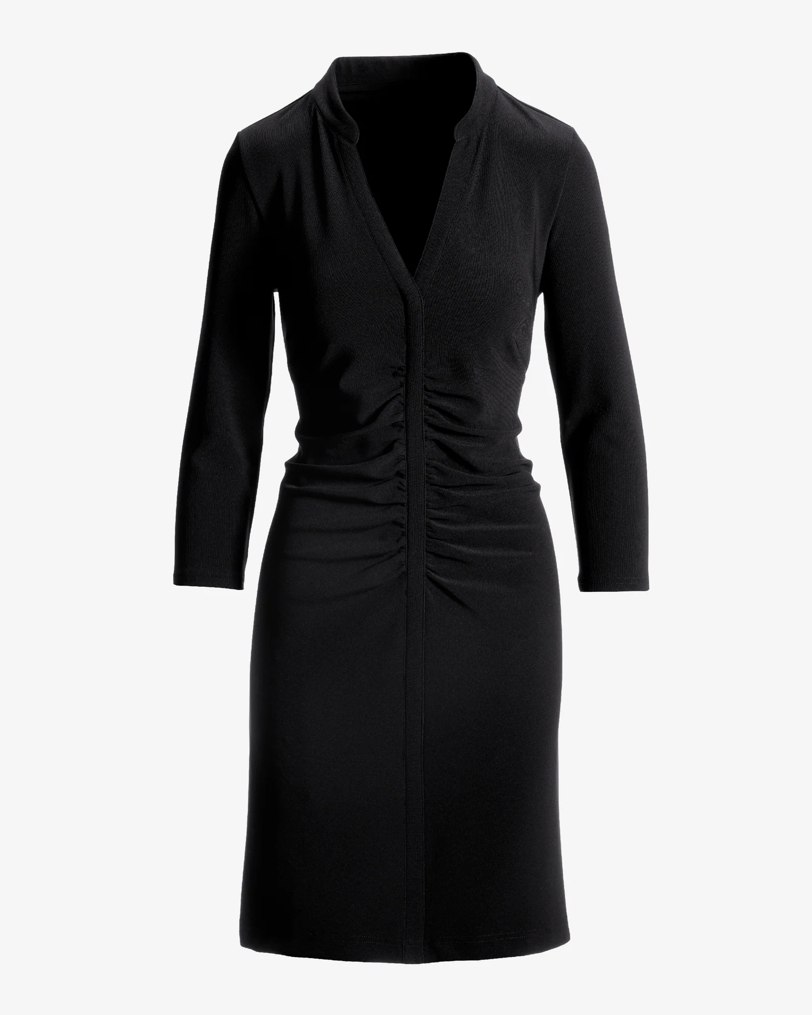 Beyond Travel Long Sleeve Ruched Short Dress Jet Black - Mycitystee