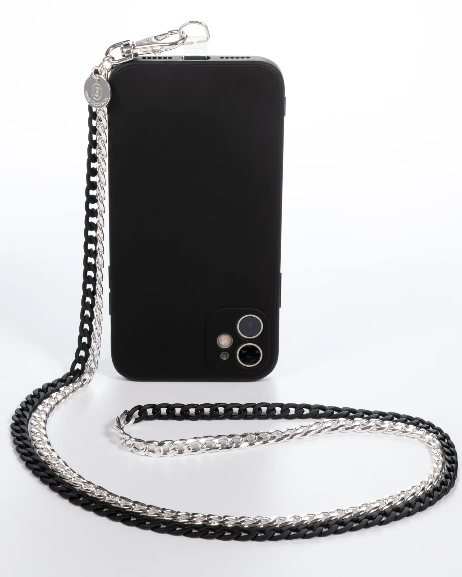 Two Tone Black N' Silver Crossbody Phone Chain - Mycitystee