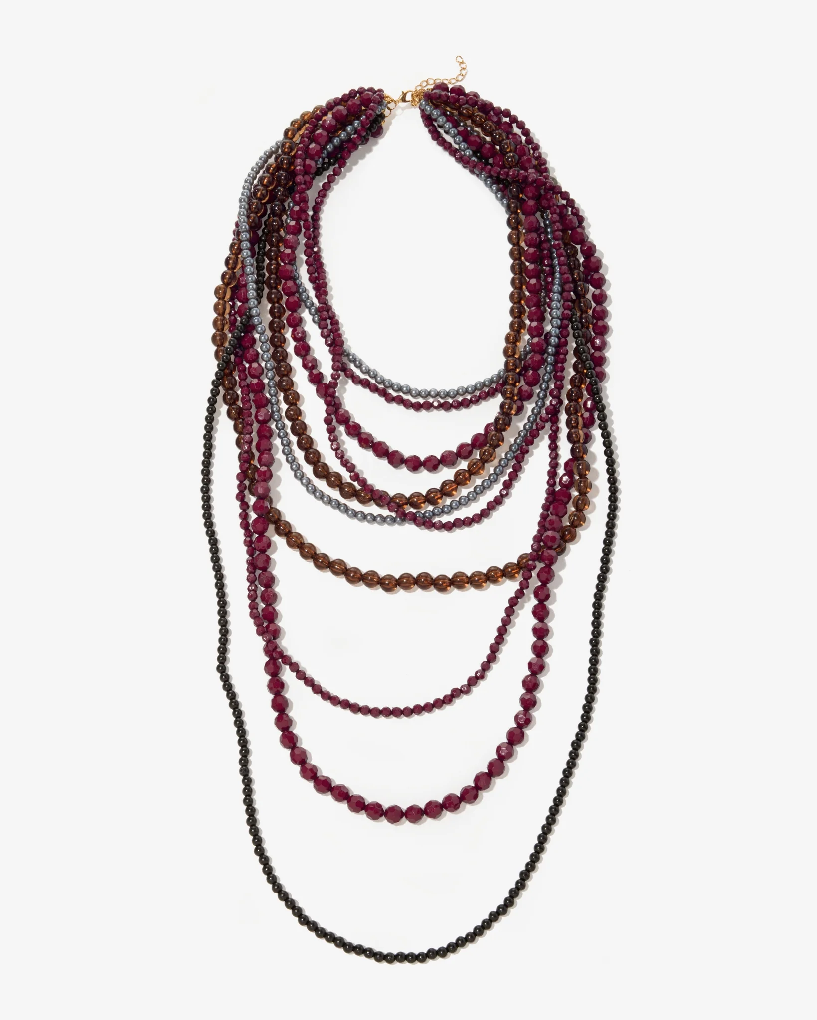 Tonal Layered Beaded Statement Necklace Wine Multi - Mycitystee