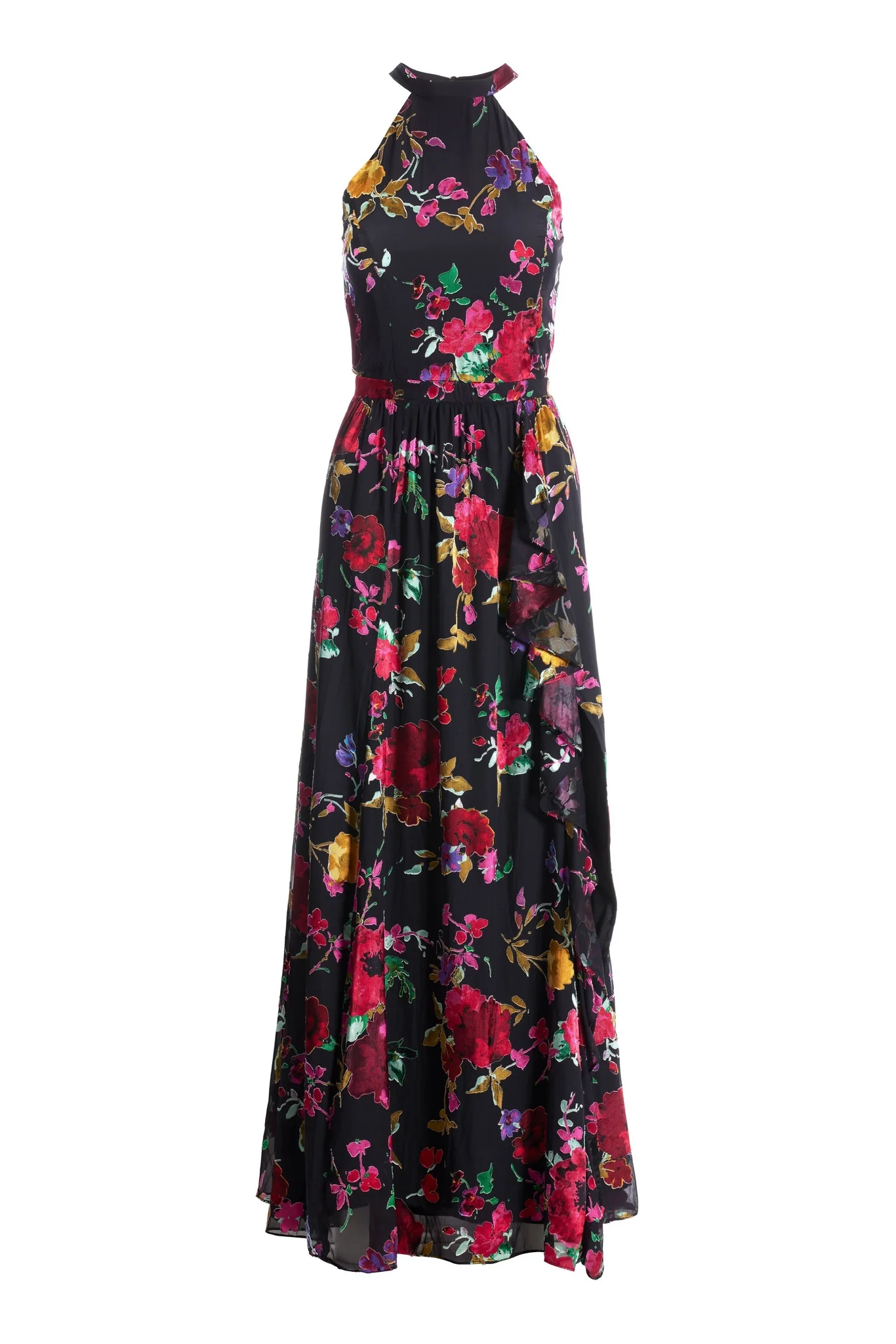 Floral Ruffle Burnout Gown Multi - Mycitystee