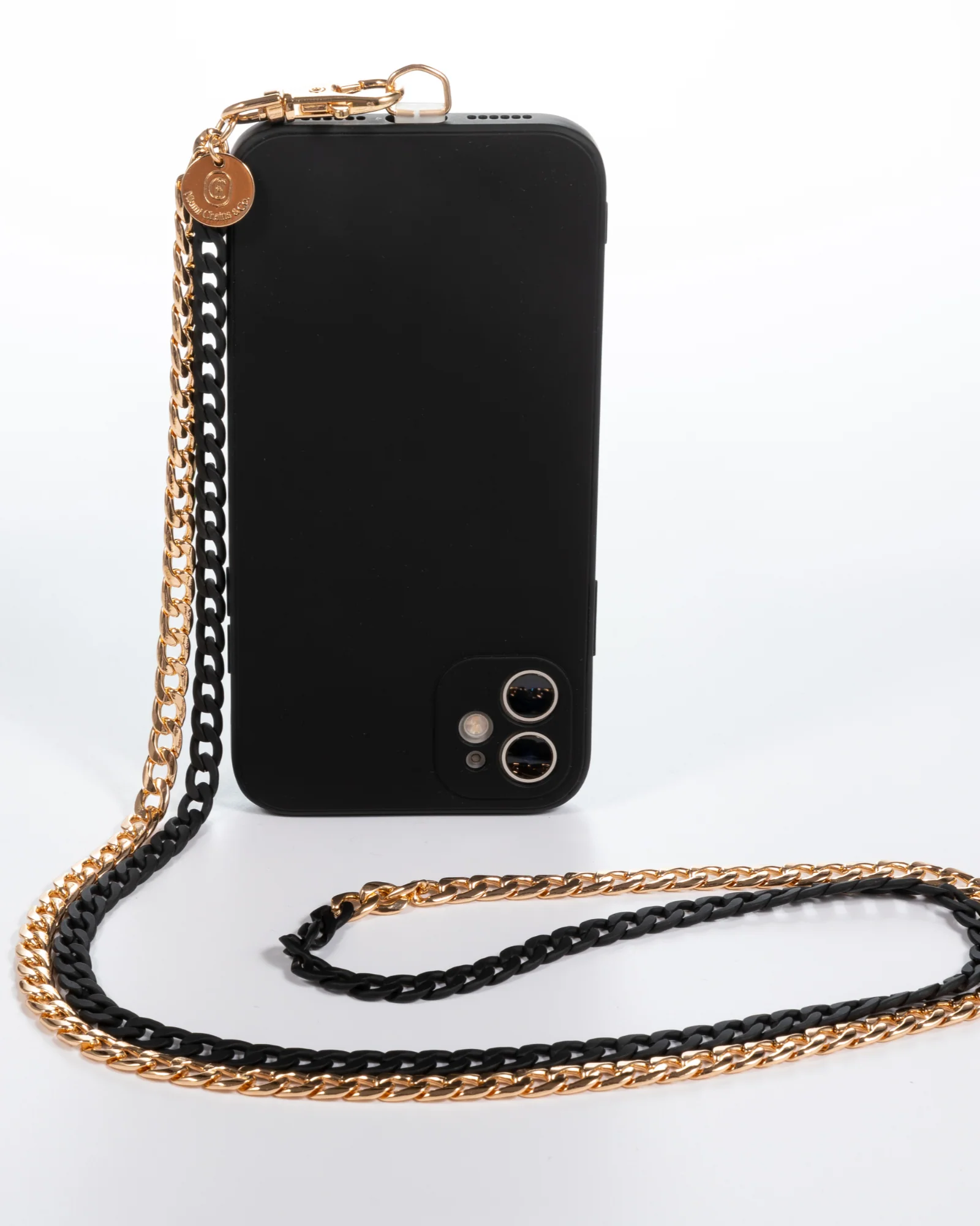Two Tone Black N' Gold Crossbody Phone Chain - Mycitystee