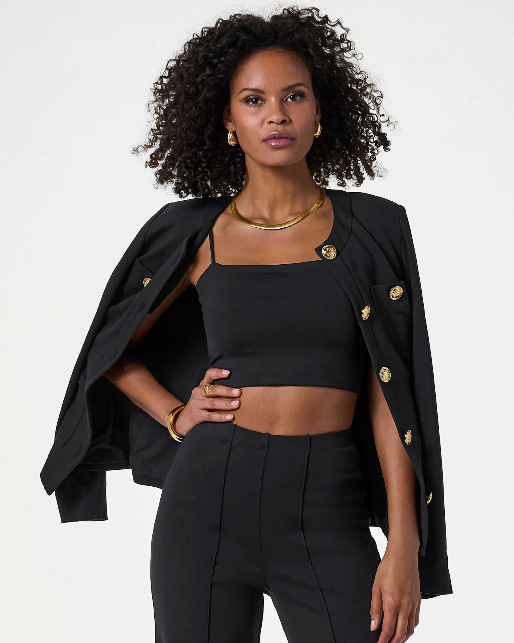 Susana Monaco x Boston Proper Cropped Cami Knit Top Black - Mycitystee