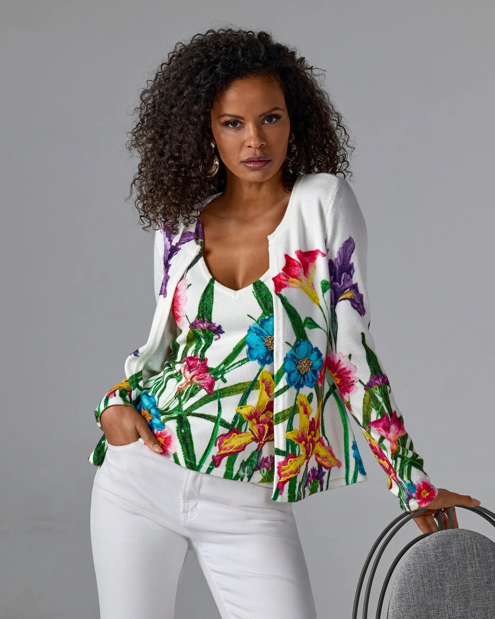 Printed Embellished Cardigan Iris Of My Eye - Mycitystee