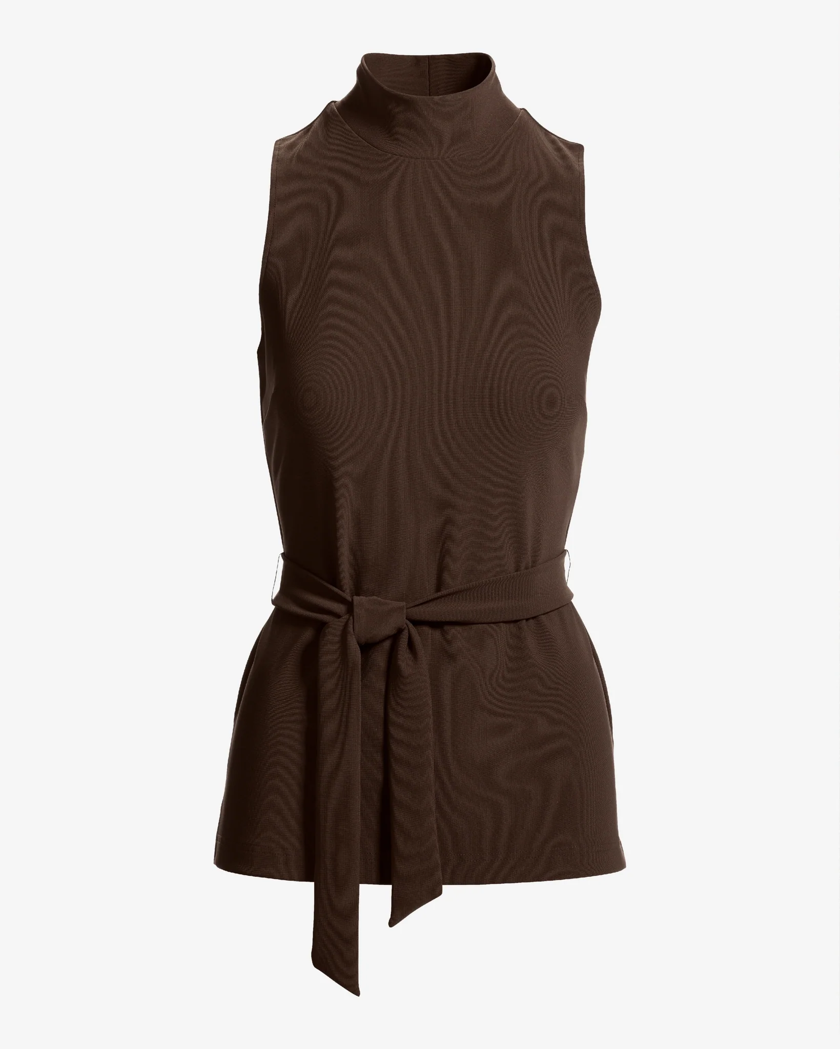 Beyond Travel Belted Mockneck Tunic Top Coffee Bean - Mycitystee