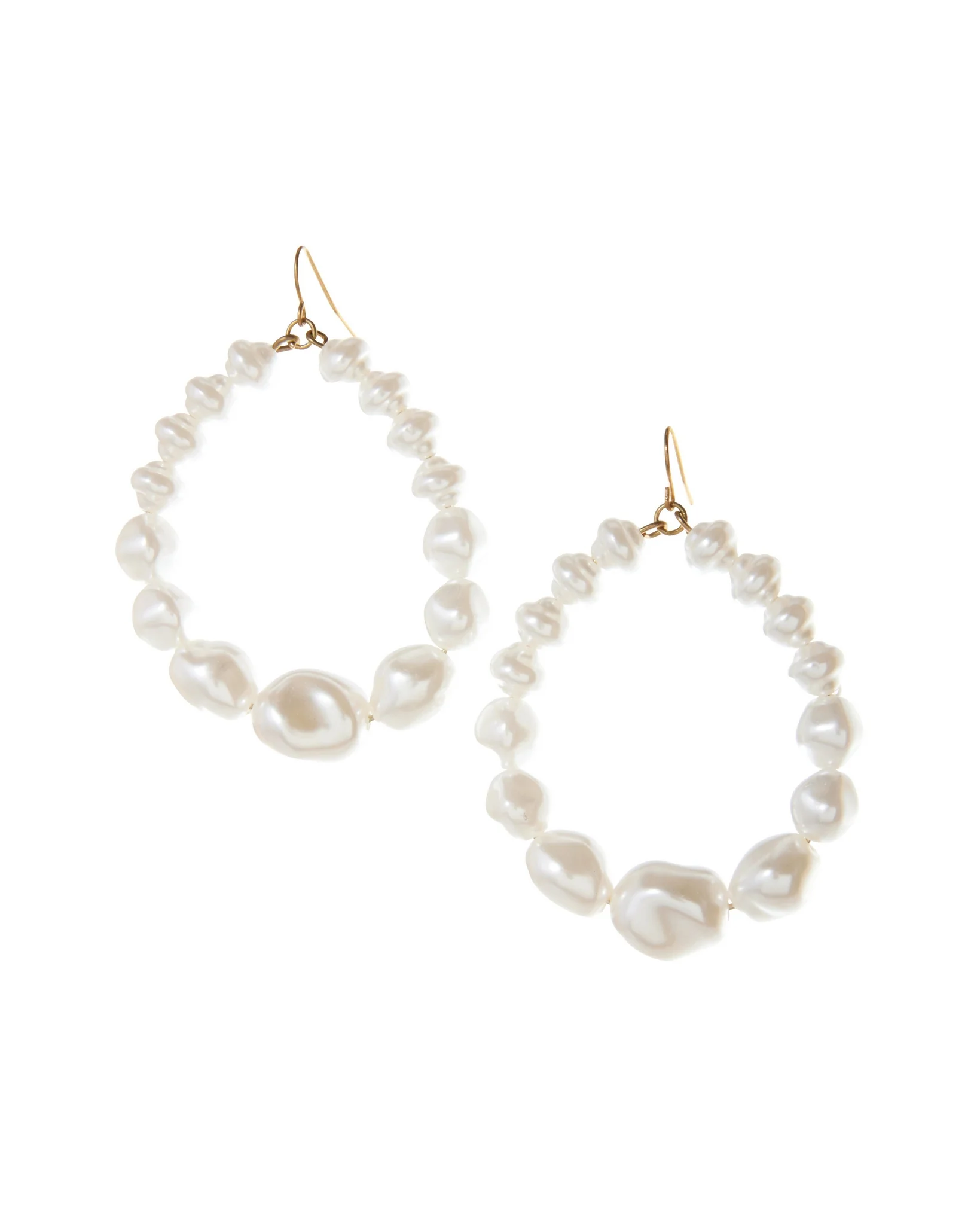 Freshwater Pearl Oval Hoop Earrings White - Mycitystee