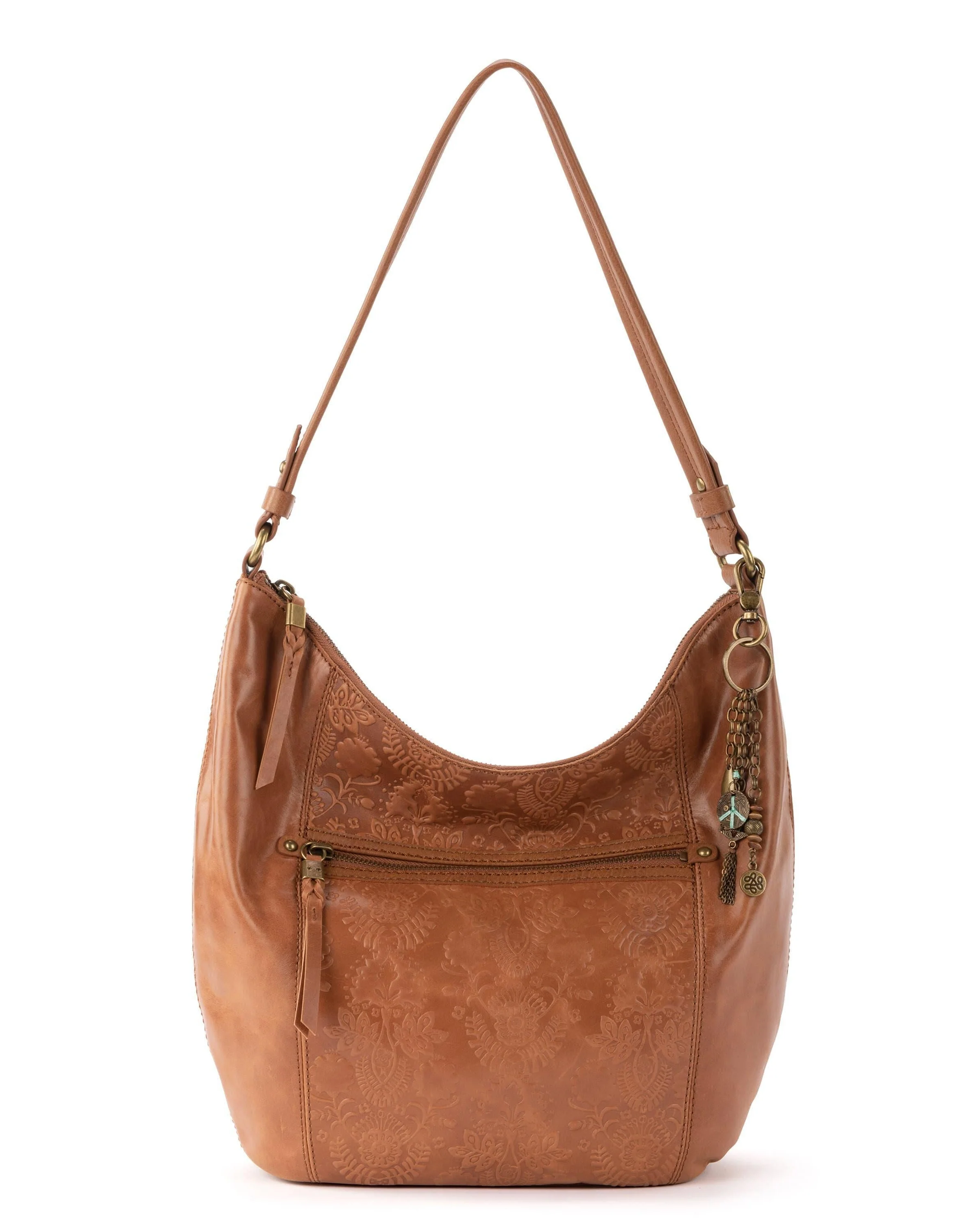 Sequoia Hobo - Leather - Tobacco Floral Embossed - Mycitystee