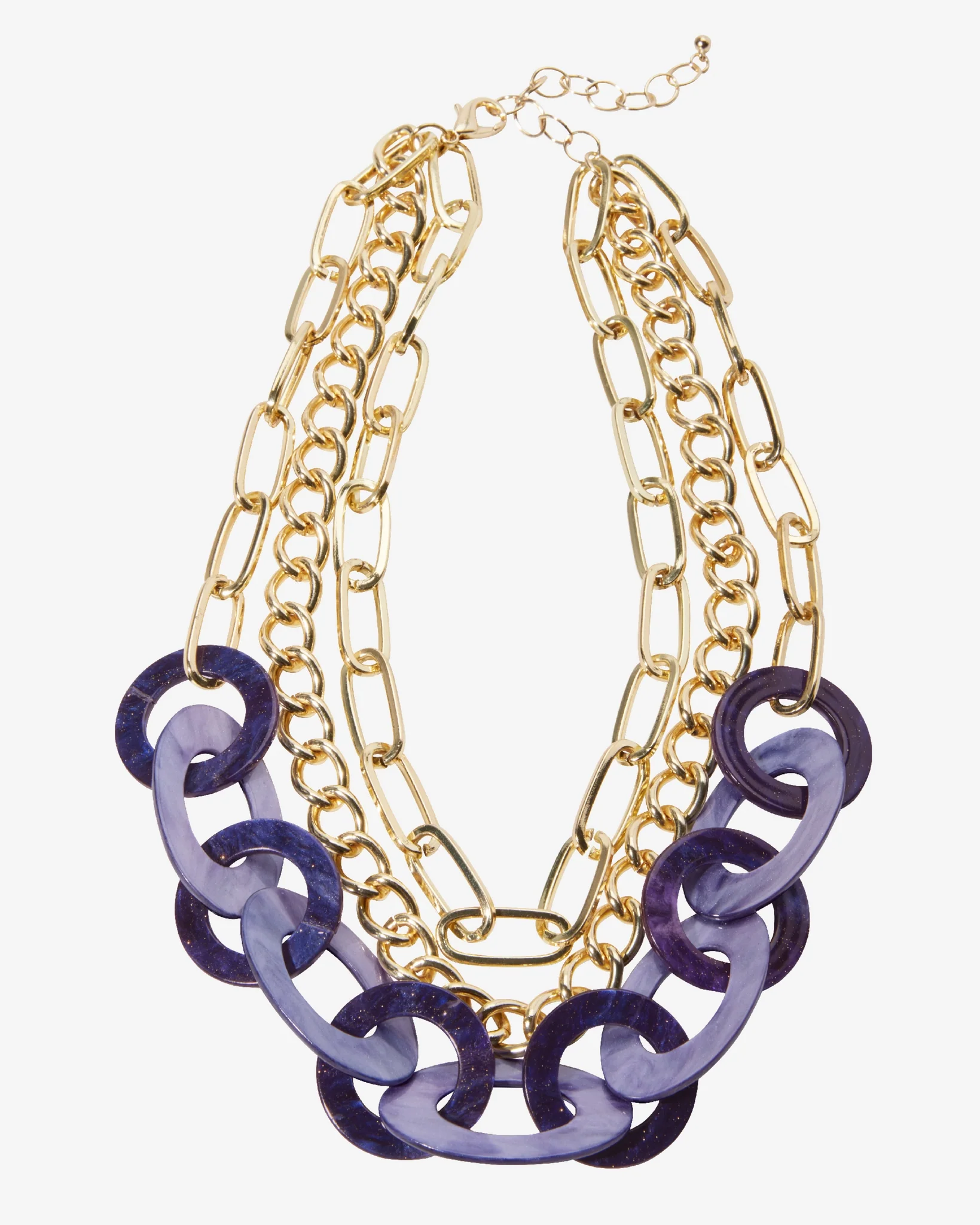 Layered Resin Chain Necklace Purple Multi - Mycitystee