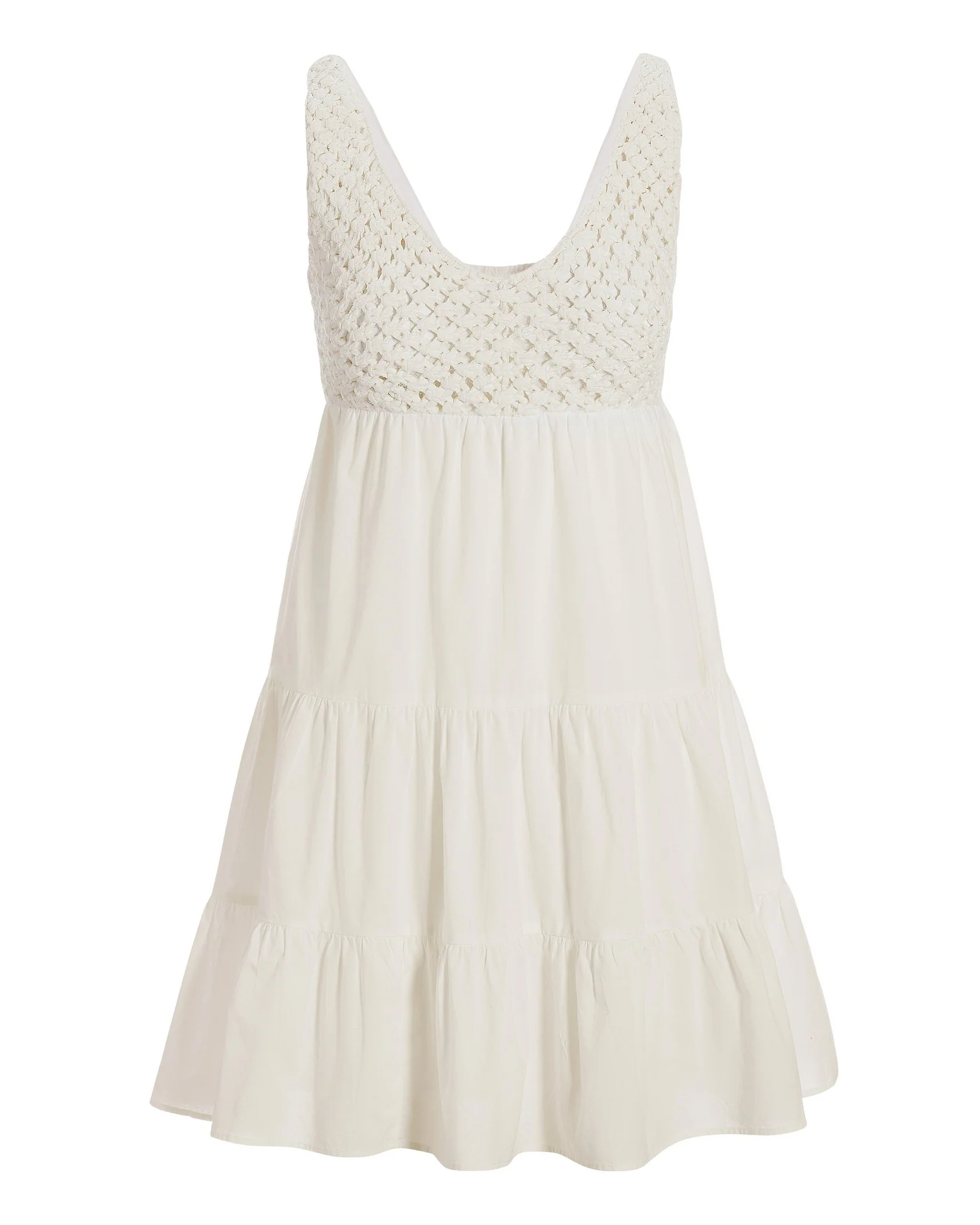 Macrame Tiered Tank Dress Off White - Mycitystee