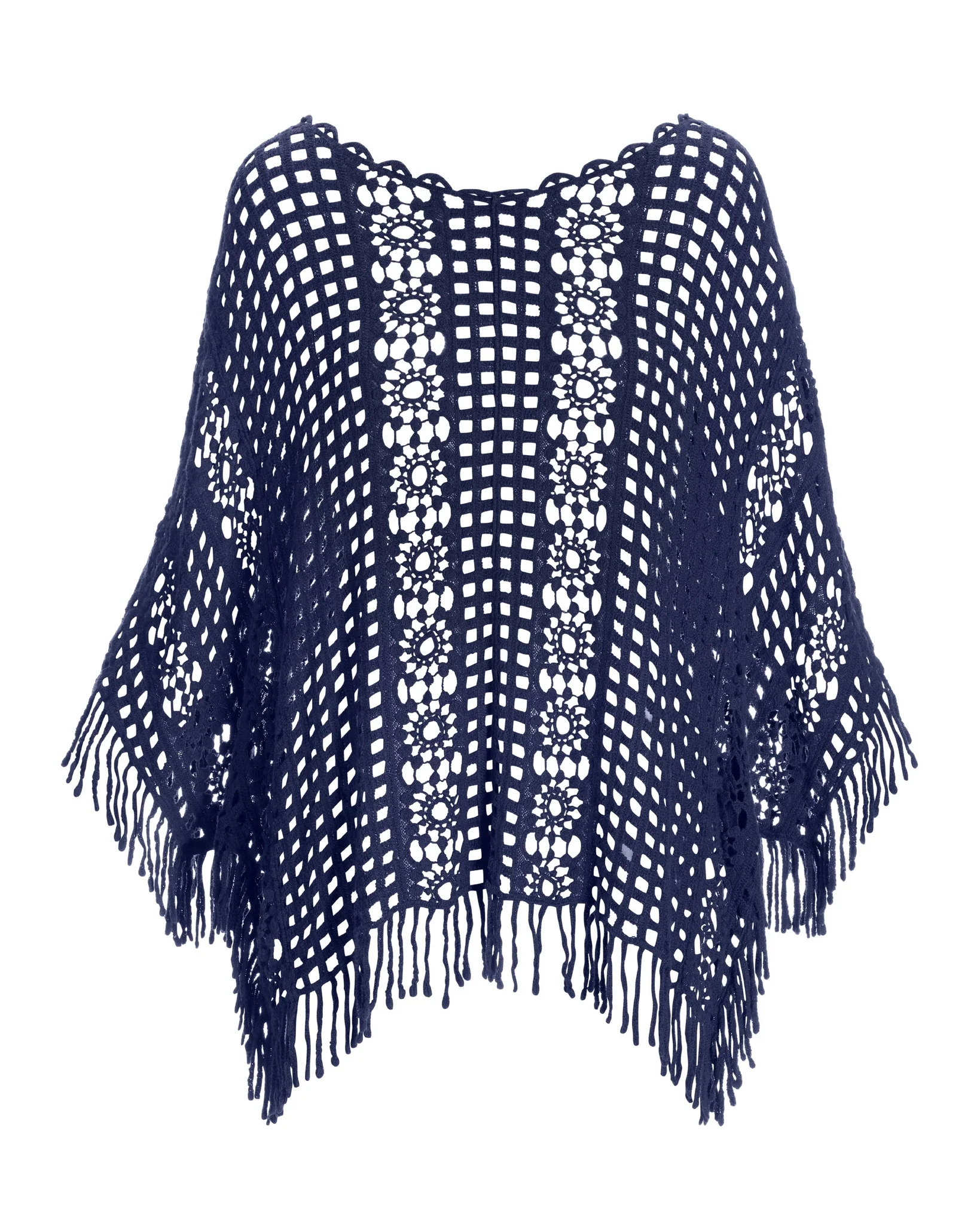 Effortless Crochet Pullover Poncho Navy - Mycitystee