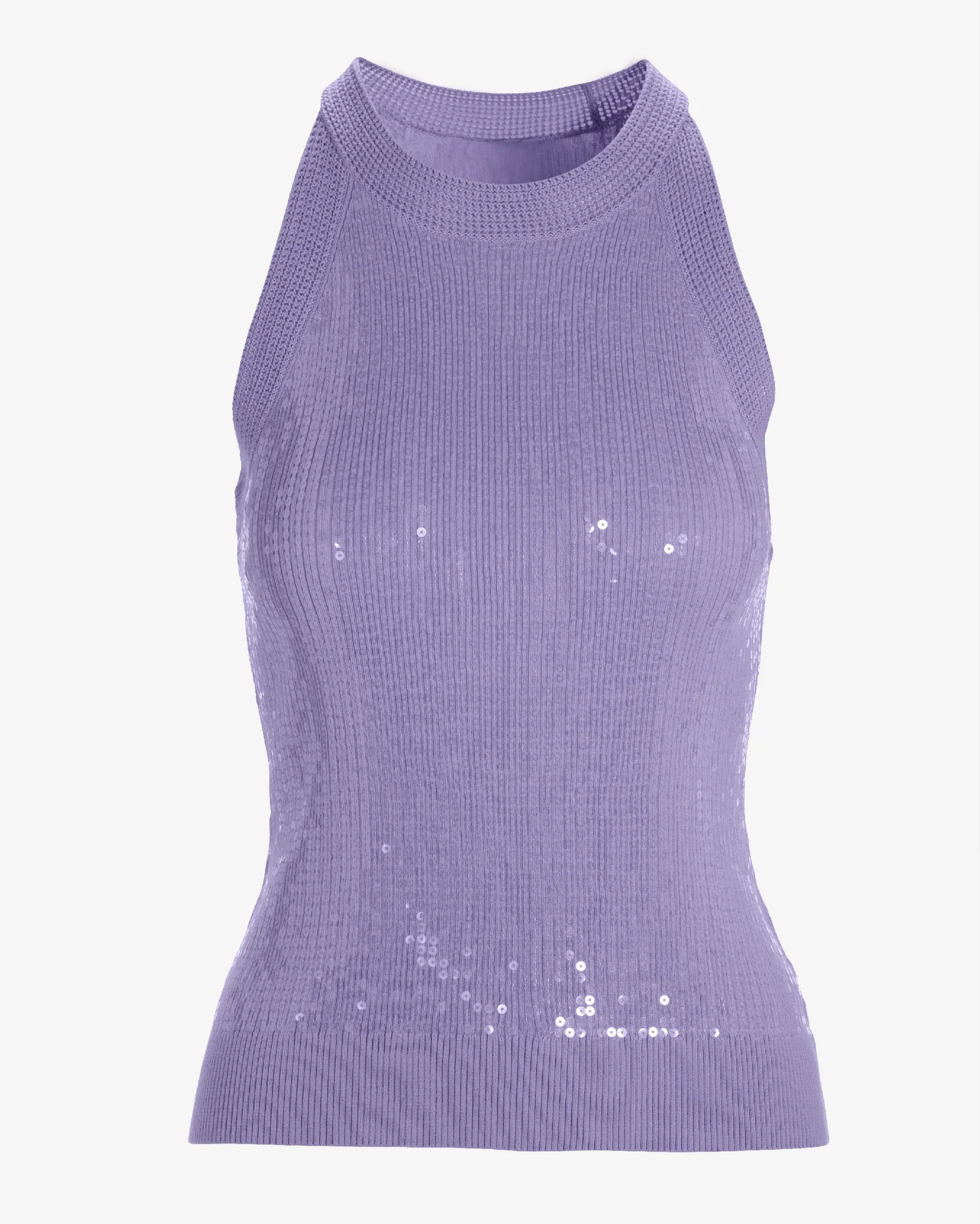 Sequin High Neck Sweater Tank Lavender - Mycitystee
