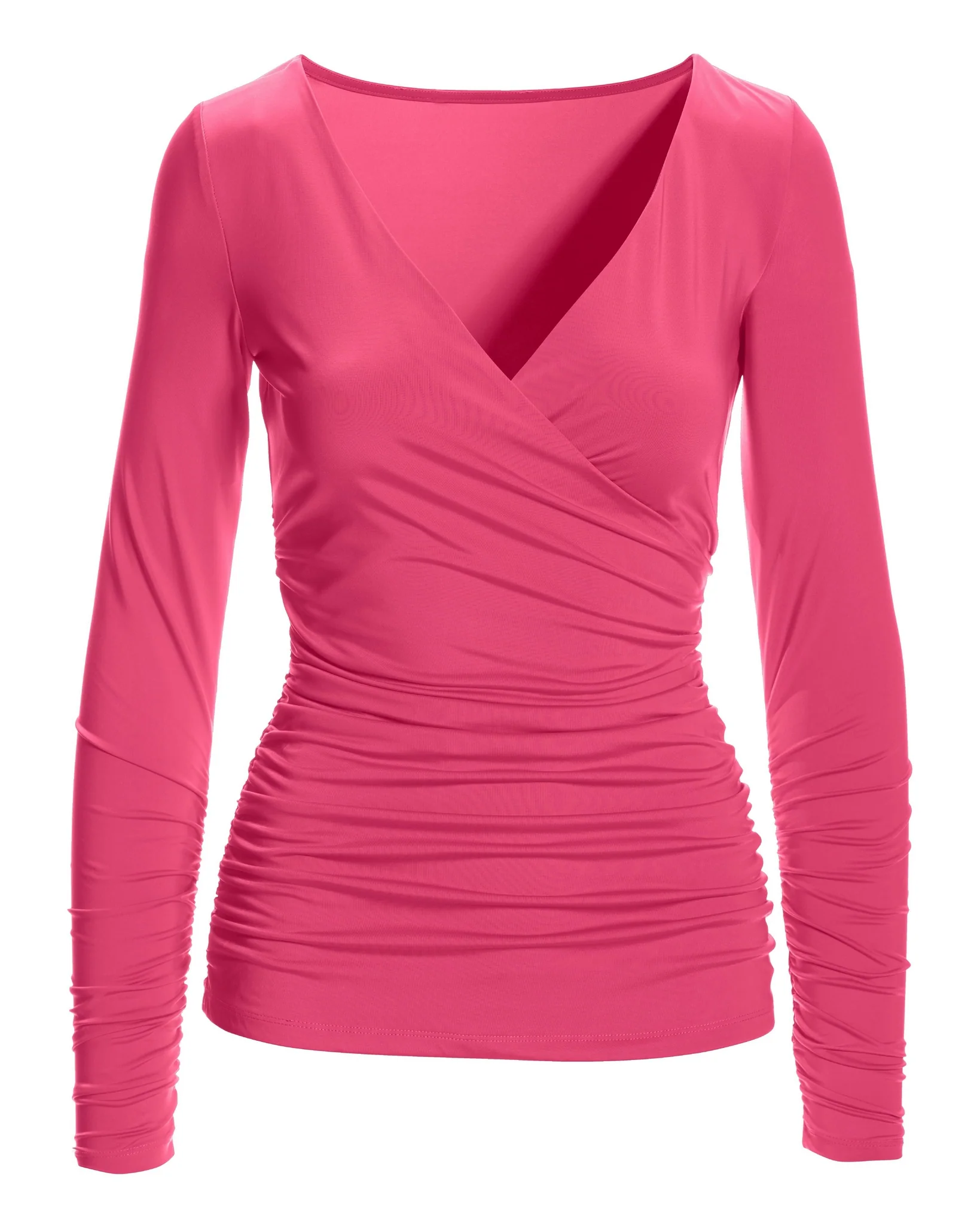 Ruched Surplice Sculpting Top Magenta - Mycitystee