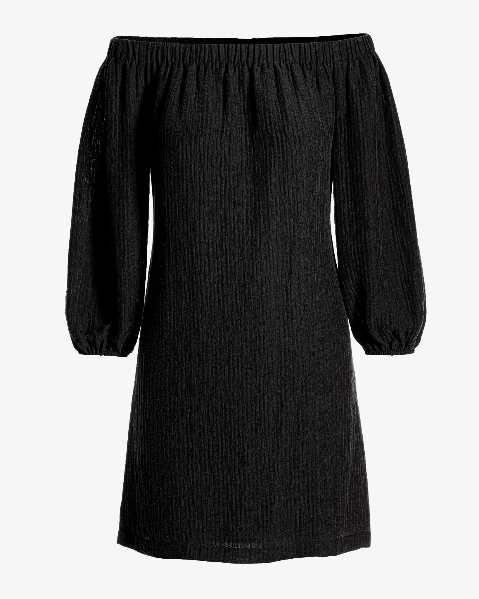 Off the Shoulder Sheen Gauze Dress Black - Mycitystee