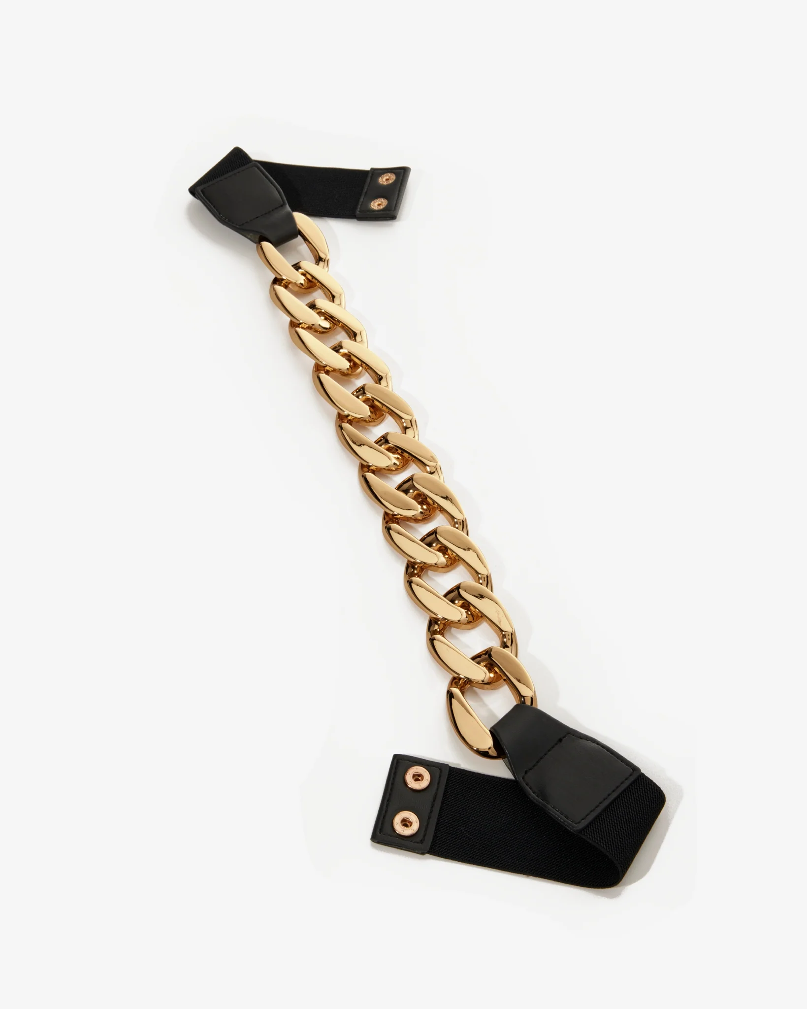 Chain & Faux Leather Belt Black/Gold - Mycitystee