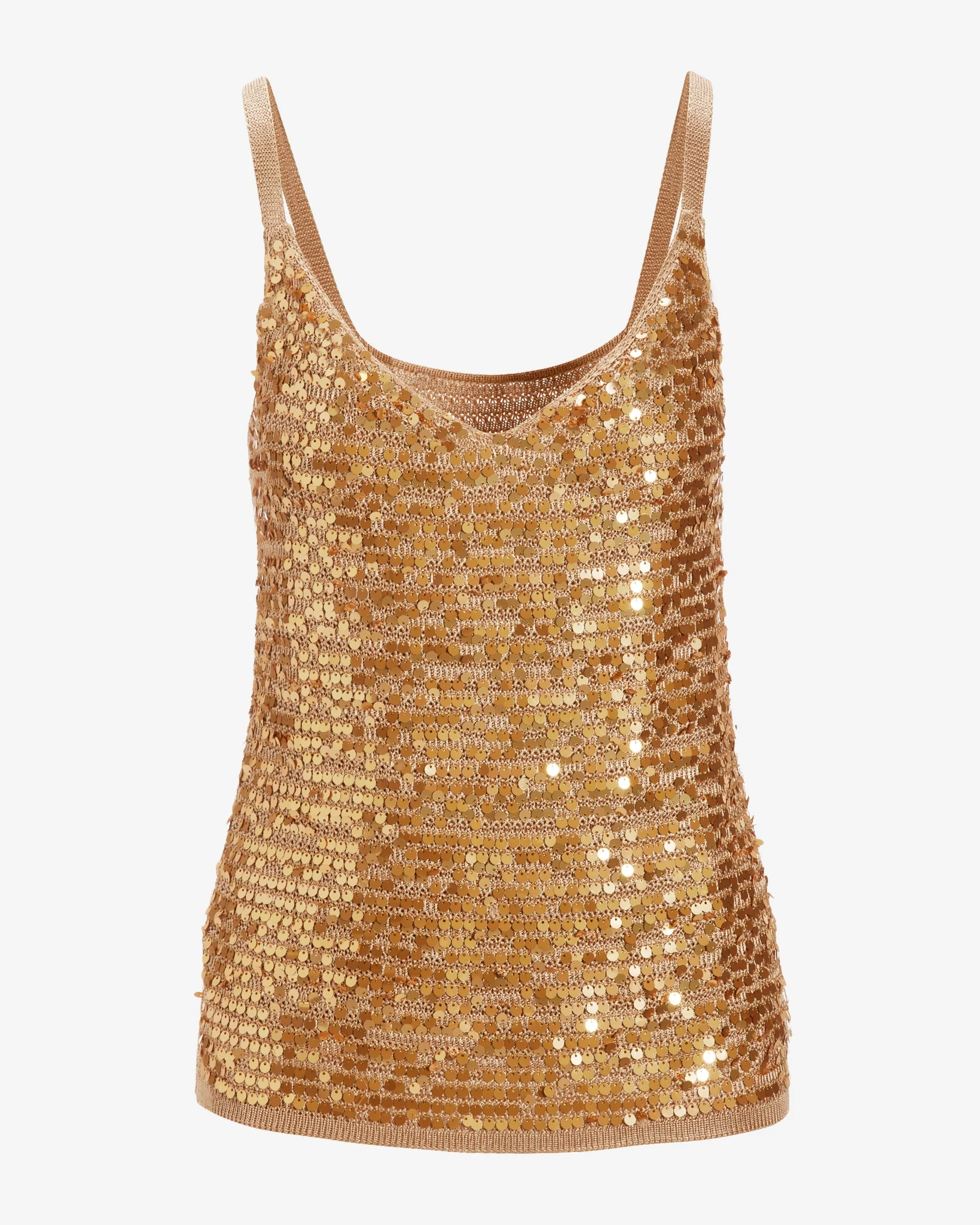 Sequin V-Neck Sweater Tank Gold - Mycitystee