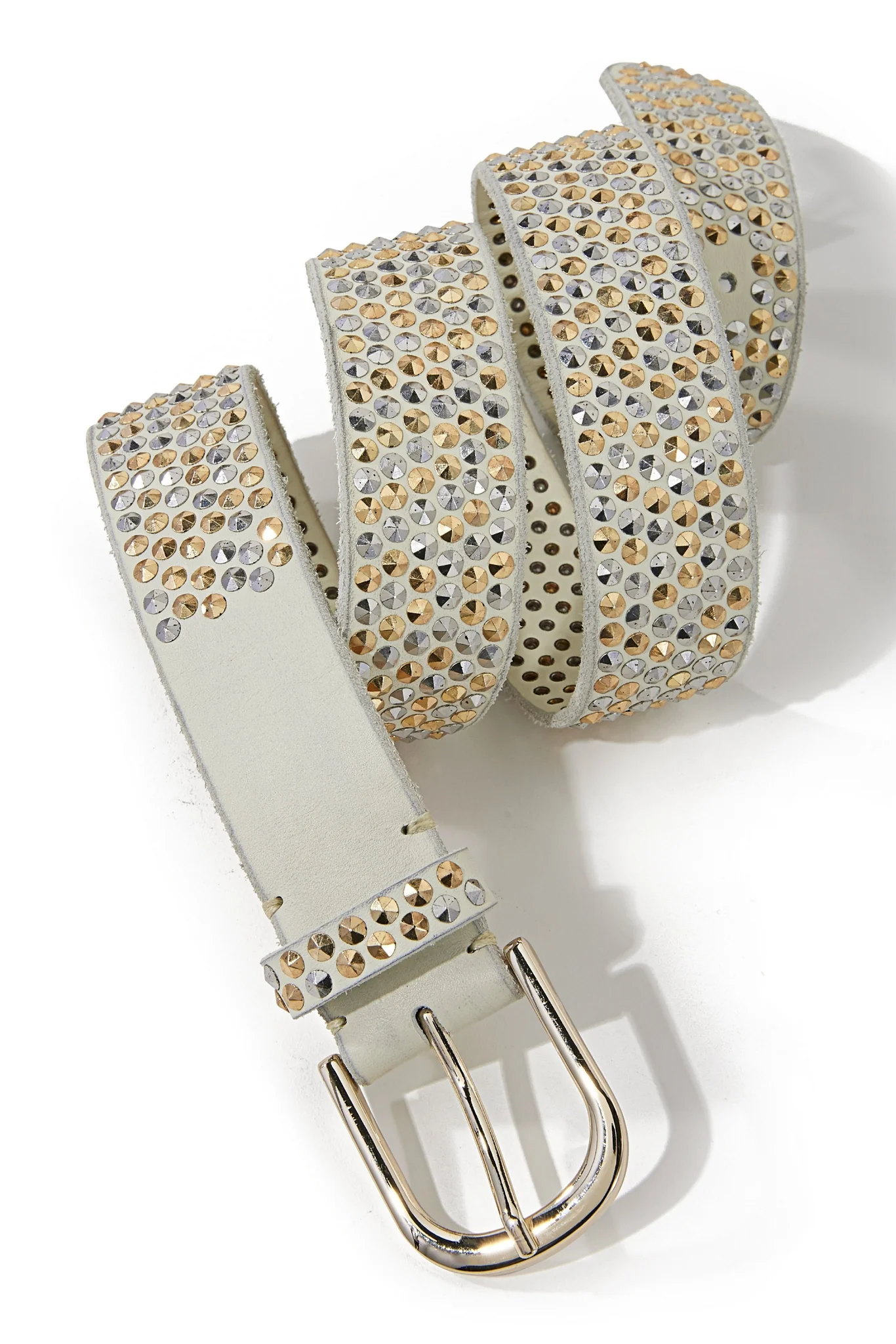 Mixed Metals Leather Belt White Multi - Mycitystee