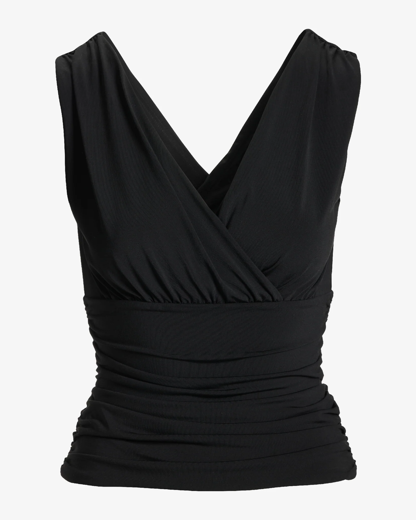 So Chic Surplice Ruched Top Proper Black - Mycitystee
