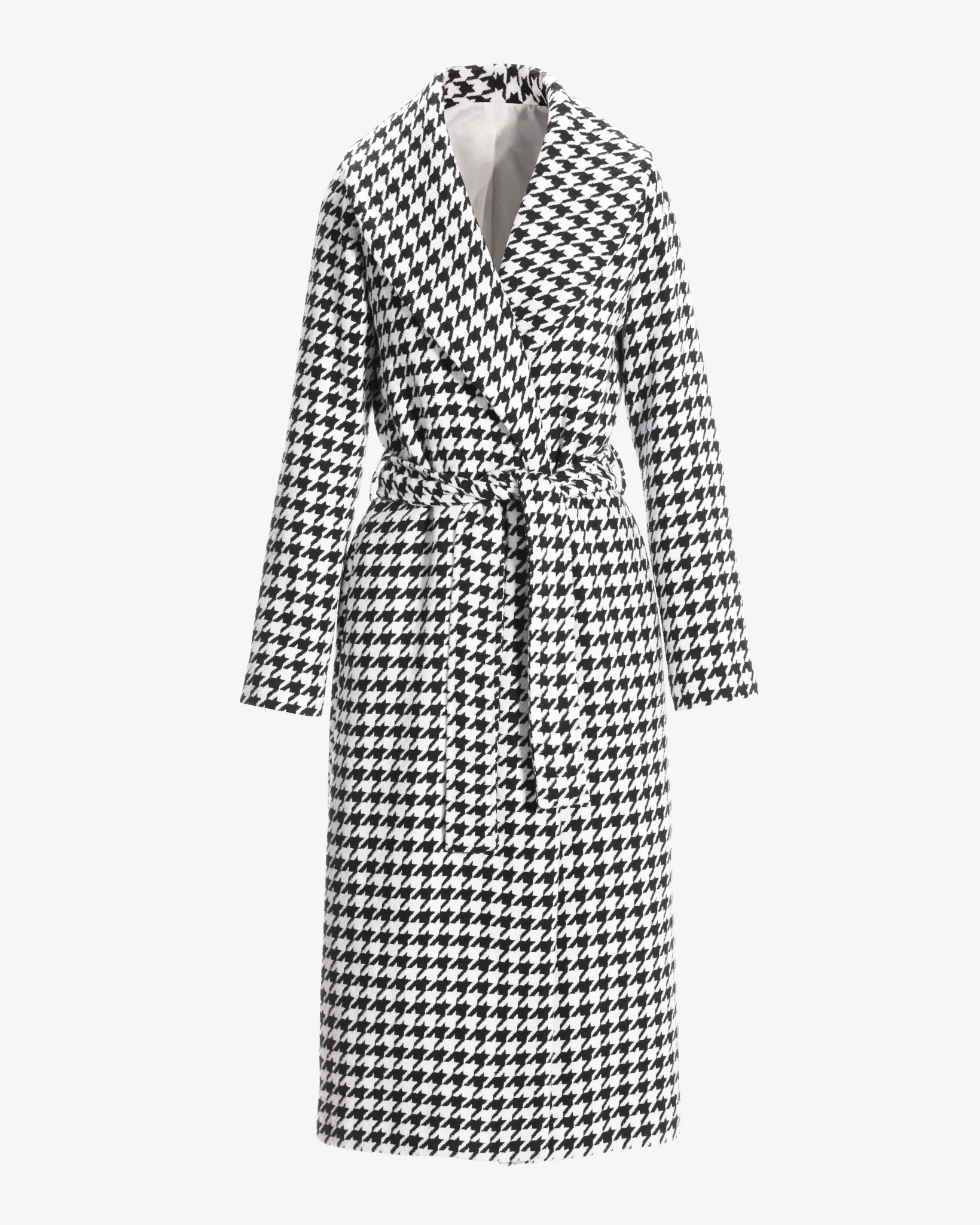 Houndstooth Shawl Collar Coat Black/White - Mycitystee